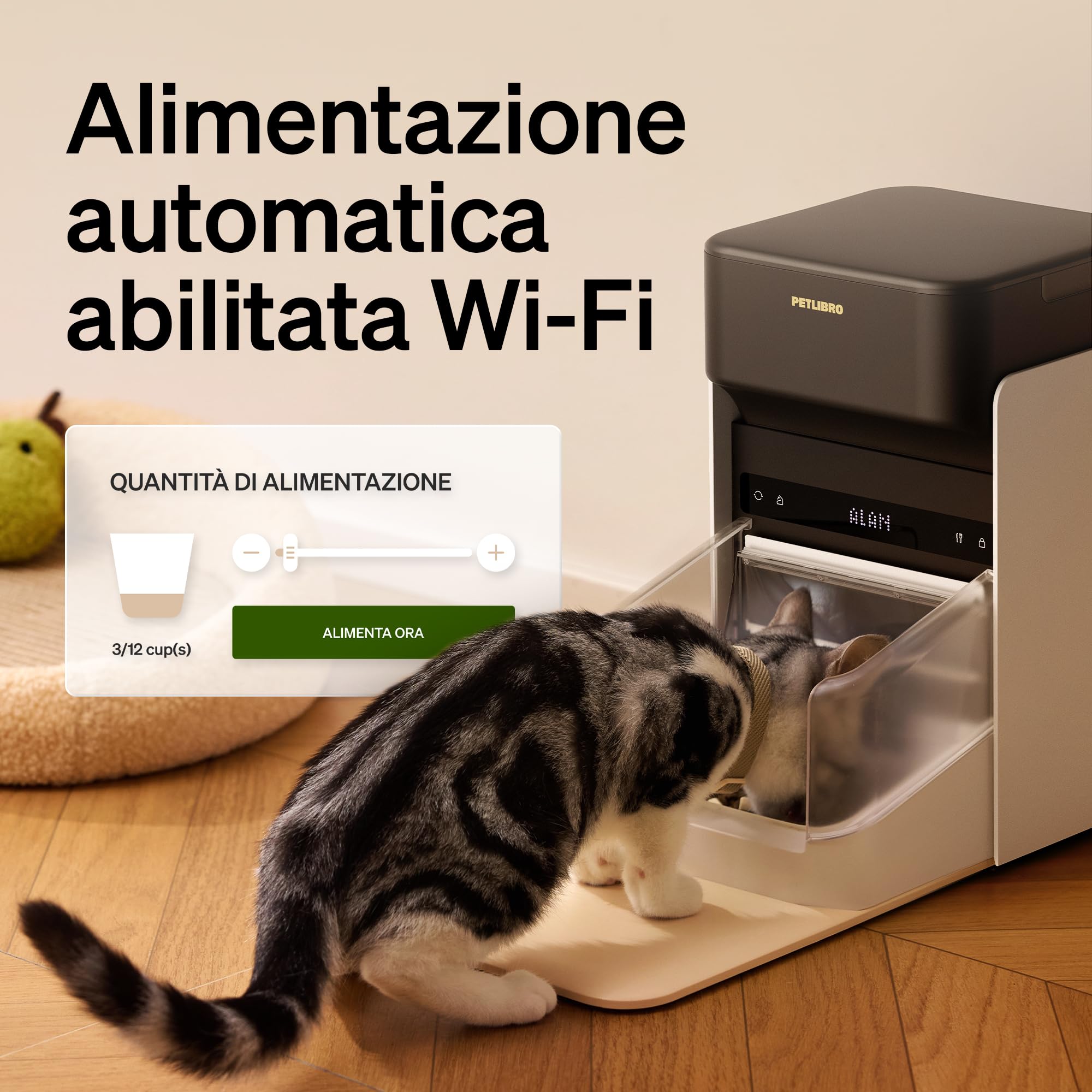 PETLIBRO Distributore automatico RFID per gatti, 5 G Wi-Fi, mangiatoia automatica con sensore Collar, mangiatoia per gatti con app per famiglie con più animali domestici, 1-10 pasti, 3 l