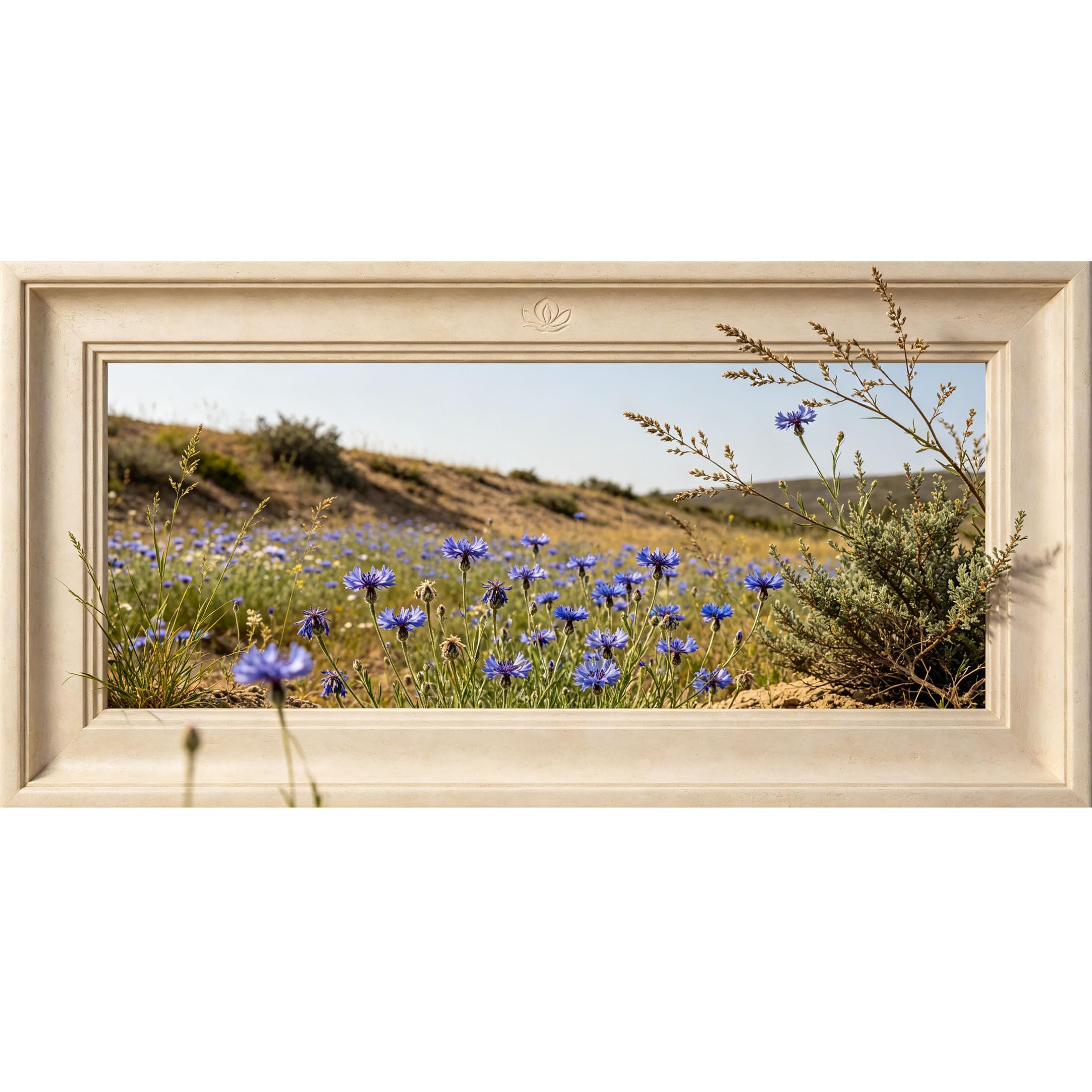 Agglomerix 3D Framed Wall Art Blue Bachelor Button Botanical Landscape View Large Size SelfAdhesive Removable Wall Decor Prints Artwork for Living Room Bedroom Office