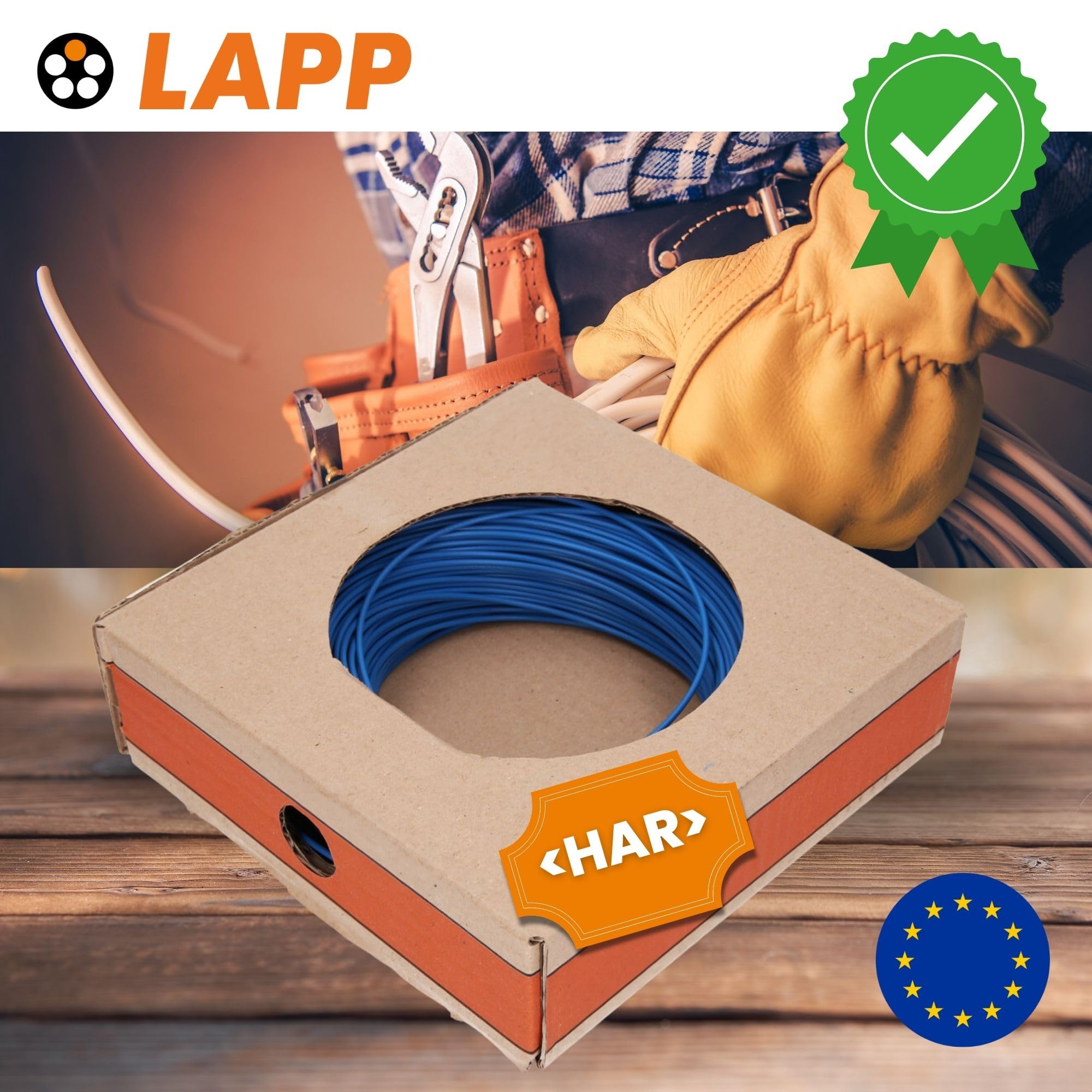 Lapp H05V-K 1x1 mm² Câble de Raccordement Flexible 100m - Bleu Foncé