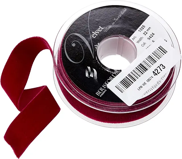 Cinta de Terciopelo Granate Berisfords - Fita de Veludo para Accesorios y Textiles