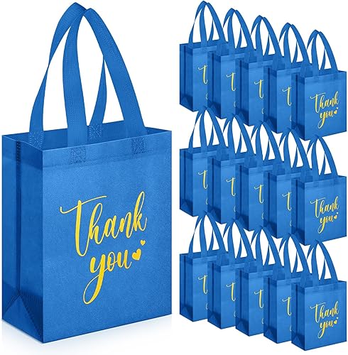 Miniatura 41 de Sweetude 30 Piezas Bolsas de Regalo de Agradecimiento con Asas a Granel Bolsa de Dulces Reutilizable No Tejida Plegable Bolso de Mano para Regalos