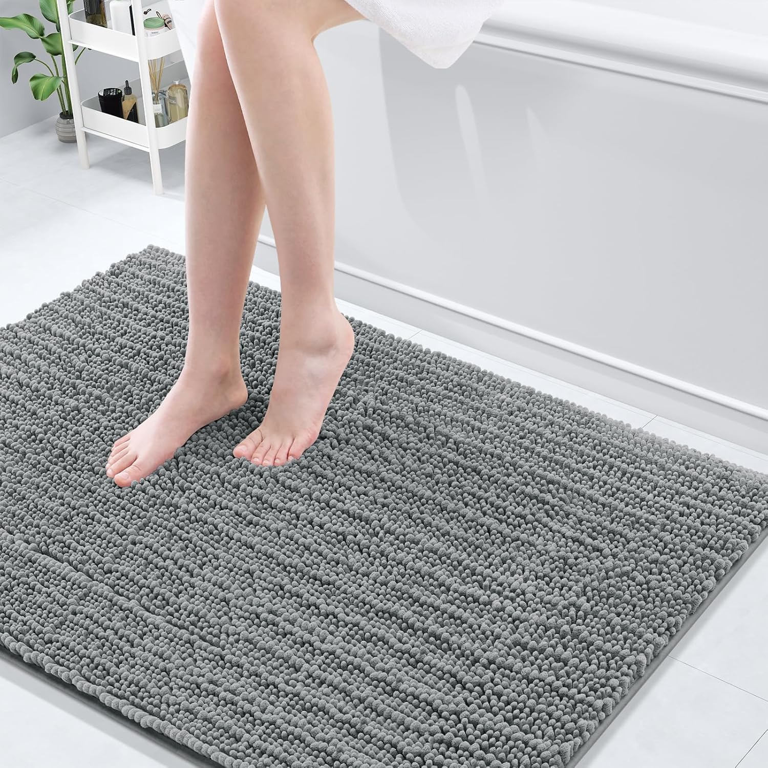 Arotive Luxury Chenille Bath Rug Mat, 47x32, Grey