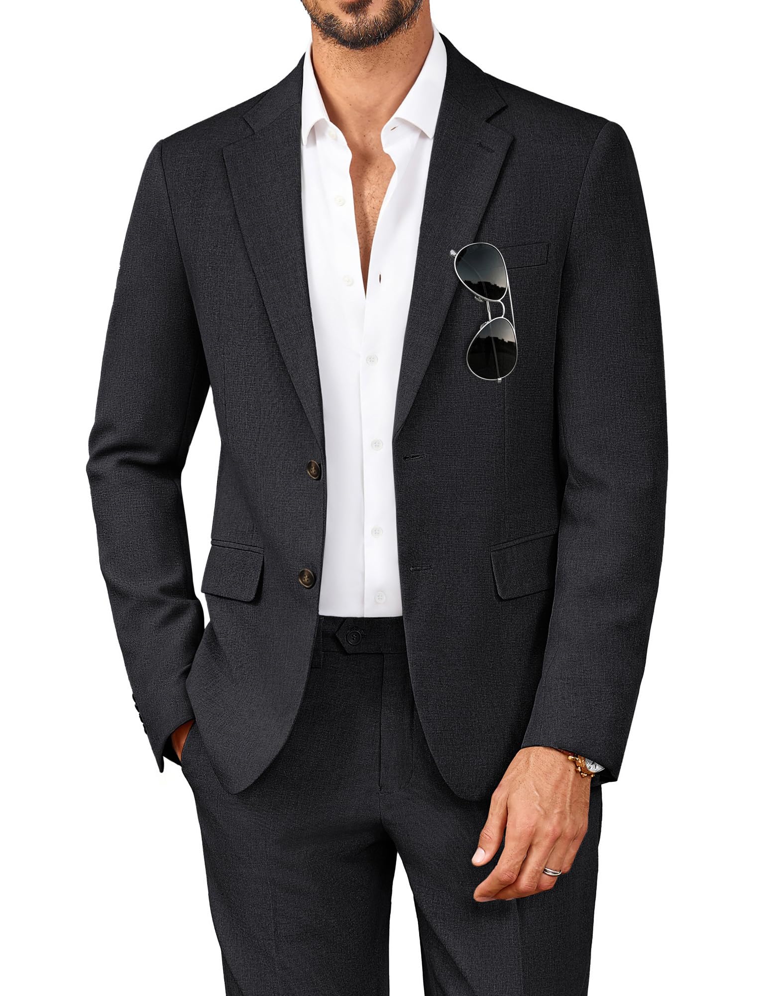 PJ PAUL JONES Costume 2 pièces pour homme, costume de mariage, smoking, coupe régulière