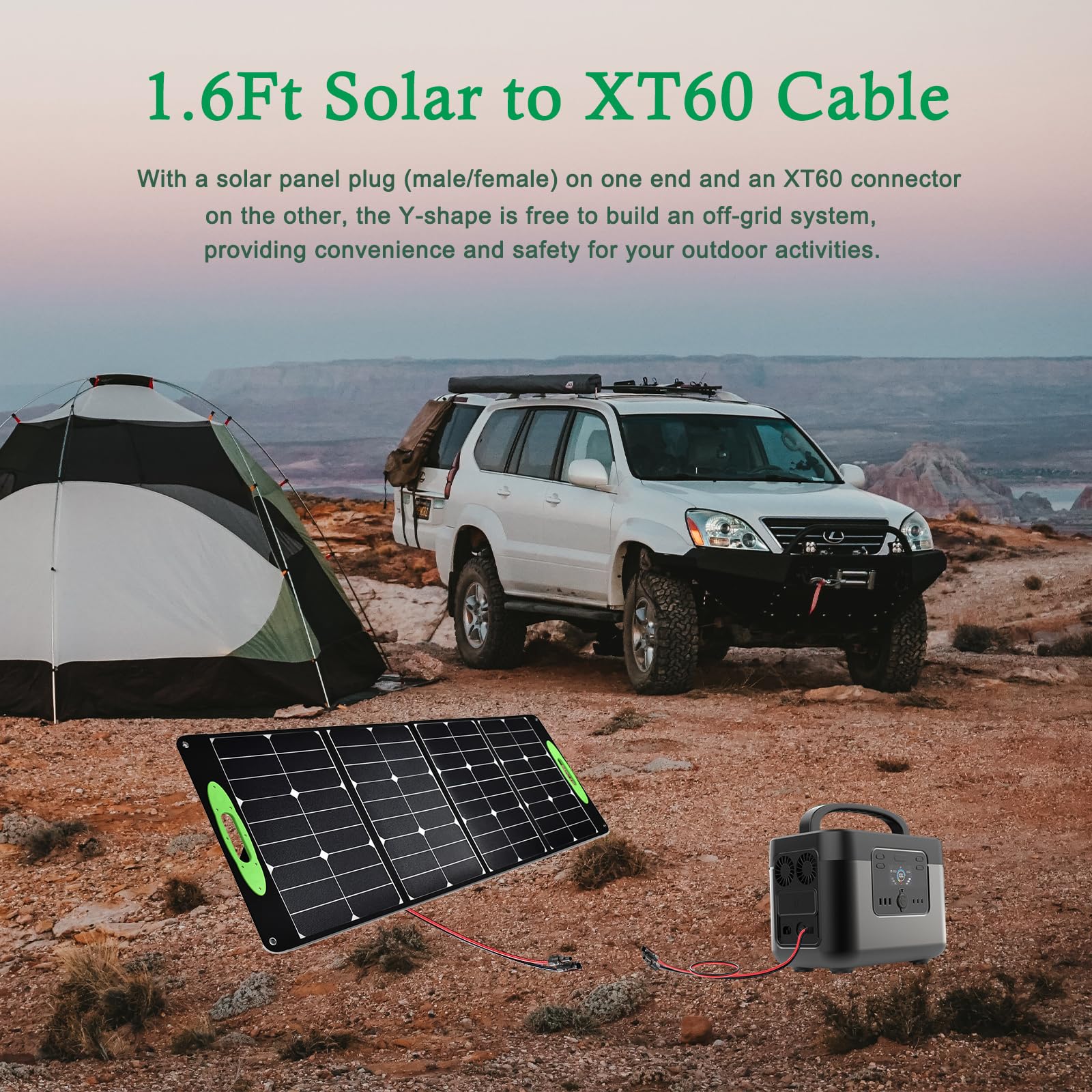 MaxEnergy Panele słoneczne do złącza XT60, przedłużacz ładowania, 10AWG, złącze solarne do XT60, kabel adaptera do panelu słonecznego do przenośnej elektrowni, generatora słonecznego