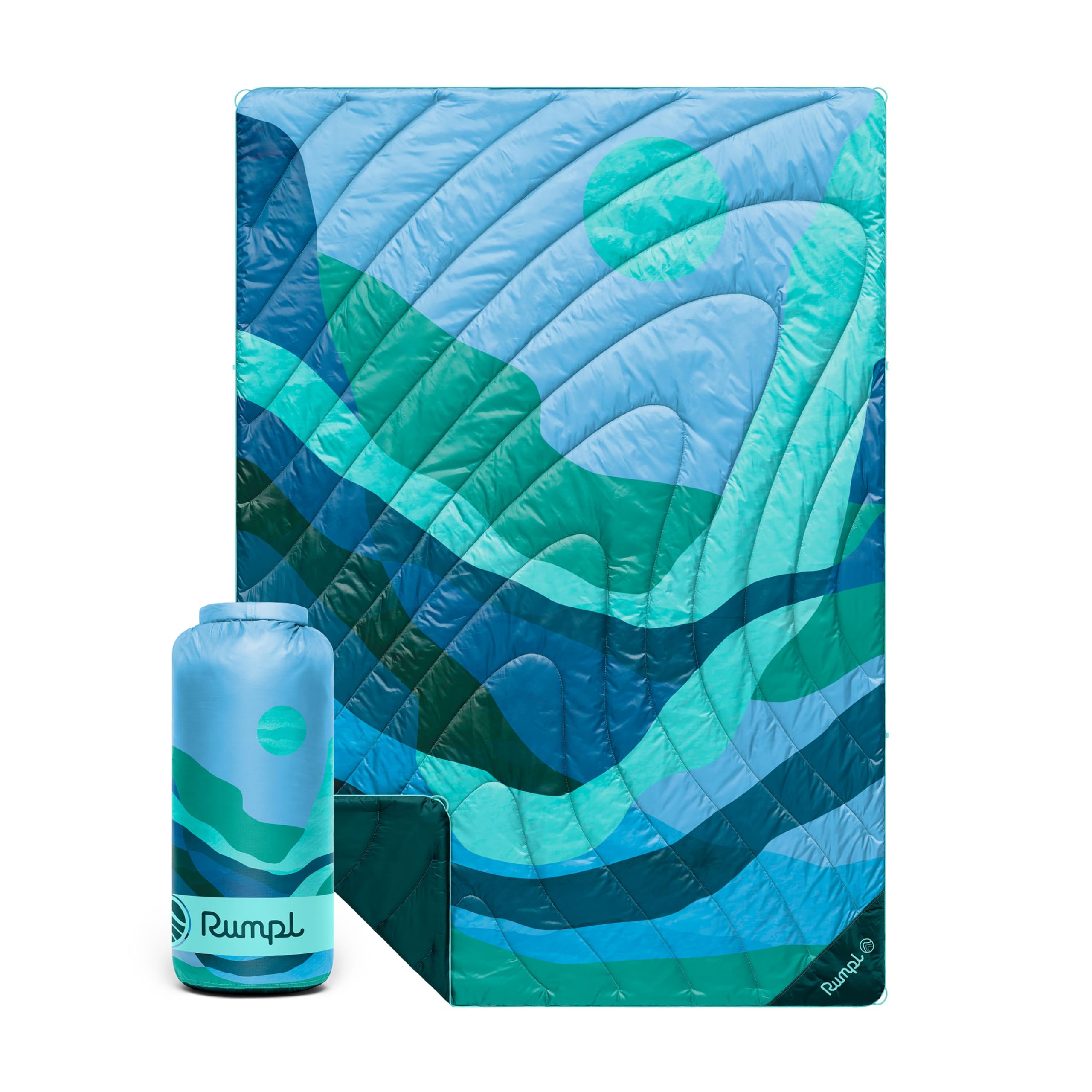 Rumpl Original Puffy 1-Person Blanket for Camping and Outdoors, Valley Seascape