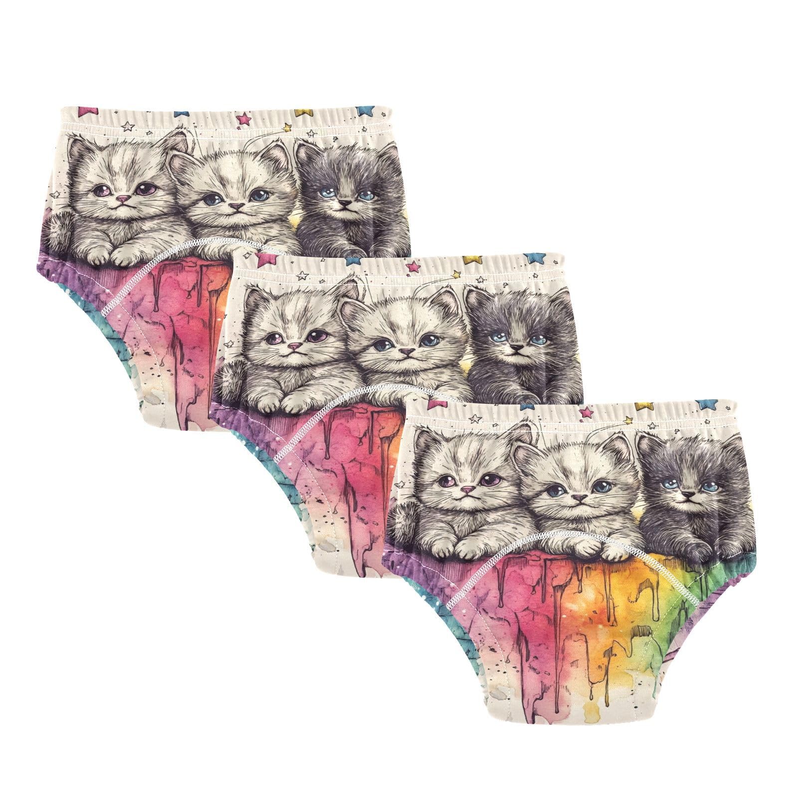 Coikll Ink Rainbow and Cat Toddler Training Underwear Waterproof Baby Pee Pants -3T