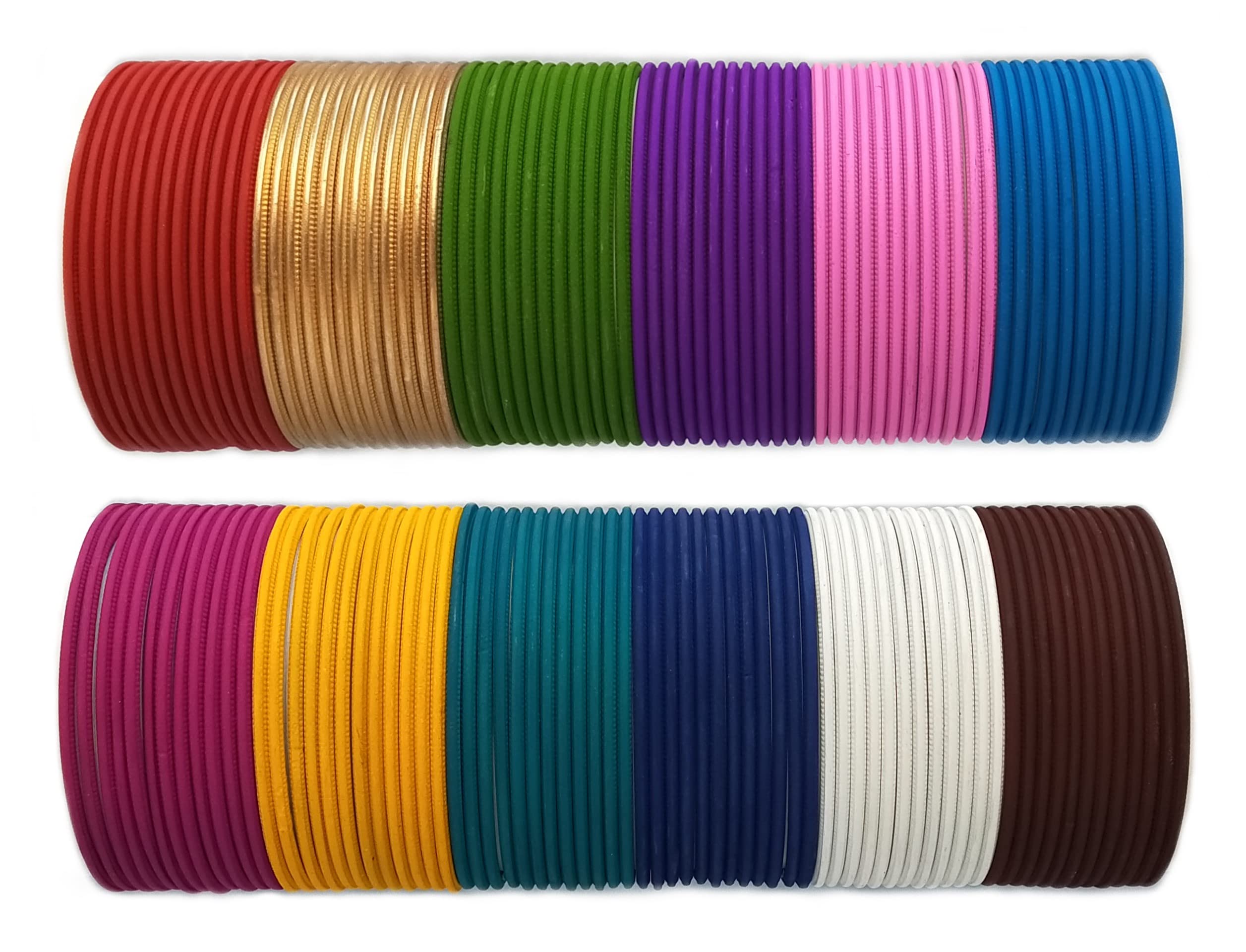 PRIYA_KANGANBeautifull Exotic Soft Colour Nion Matt Finish Plane Metal Bangles For Girls & Women. (Pack of 12 Colours/144 Bangles)
