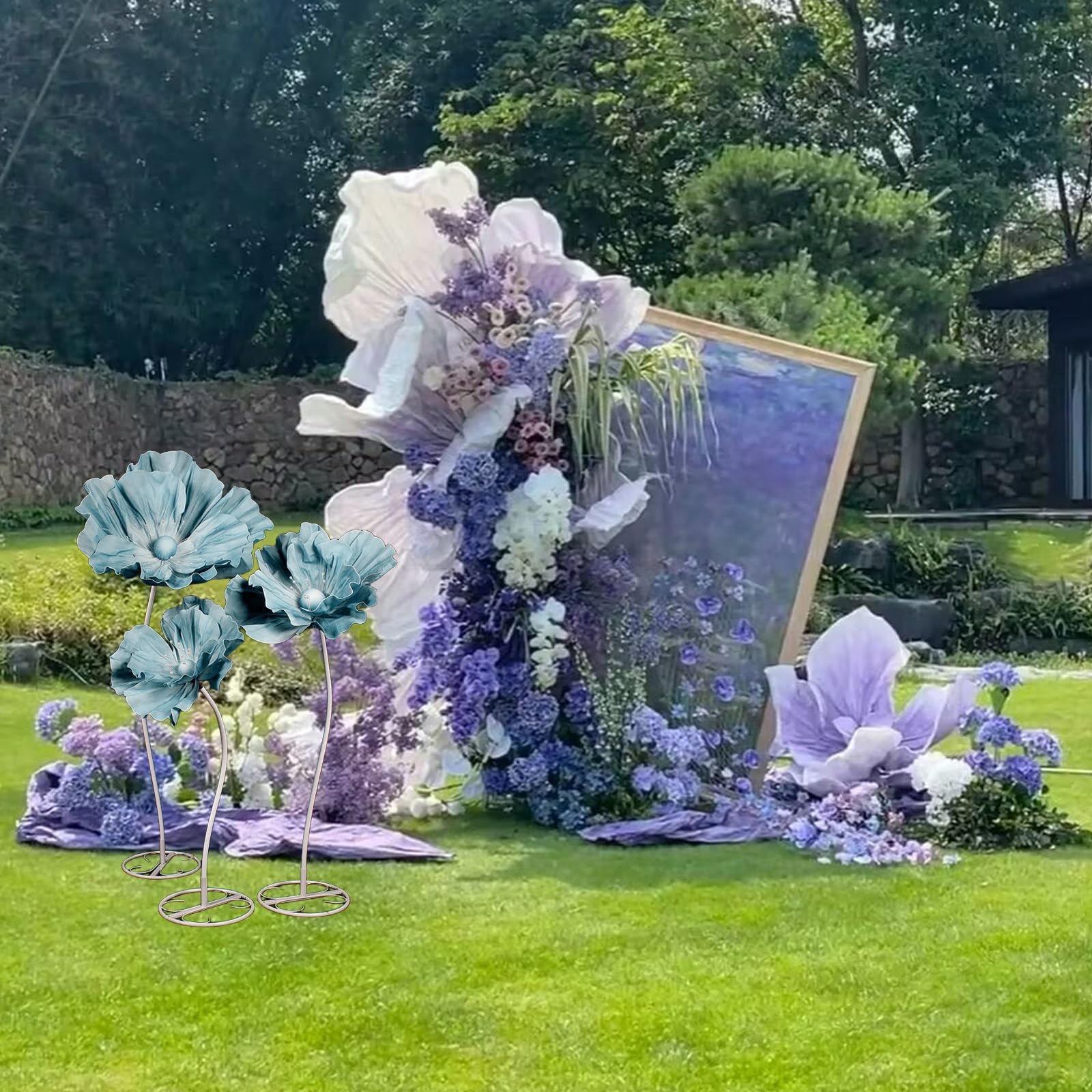 Giants - Flores artificiales para decoración, flores de EVA, tallo de PVC flexible, base de hierro forjado, flor artificial para boda, recepción, cumpleaños, Pascua, fiesta, día de la madre