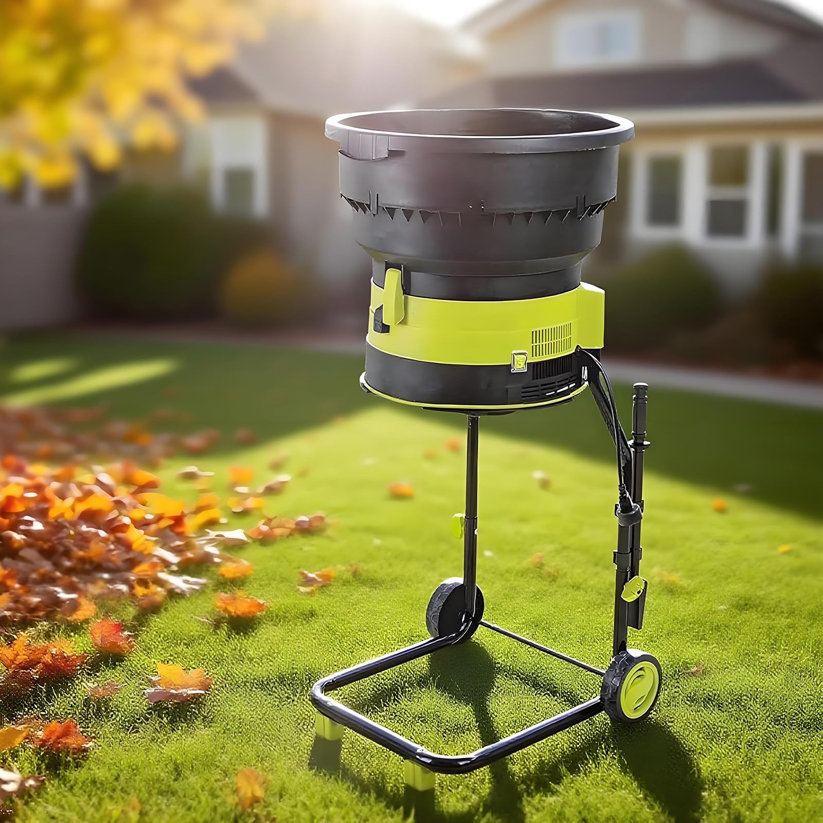 Trituradora De Hojas Eléctrica De 2500 W con Ruedas, 8000 RPM, Herramienta De Limpieza para Jardín, Trituradora De Compost para Jardín, Incluye Bolsa De Almacenamiento Nopowercord