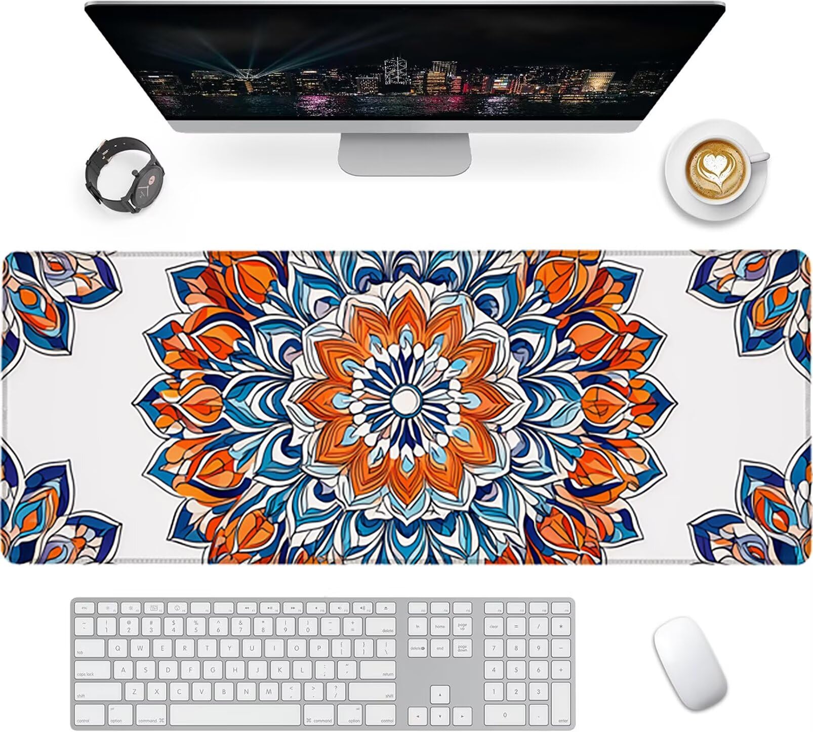 Lpfieonn Böhmen Schreibtischunterlage XXL, Abaishi Schreibtischunterlagen Großes, Gaming Mousepad XXL mit ernähter Rand und Rutschfeste Gummibasis, Desk Mat für PC/Laptop/Mausa 120x60cm PF-1836