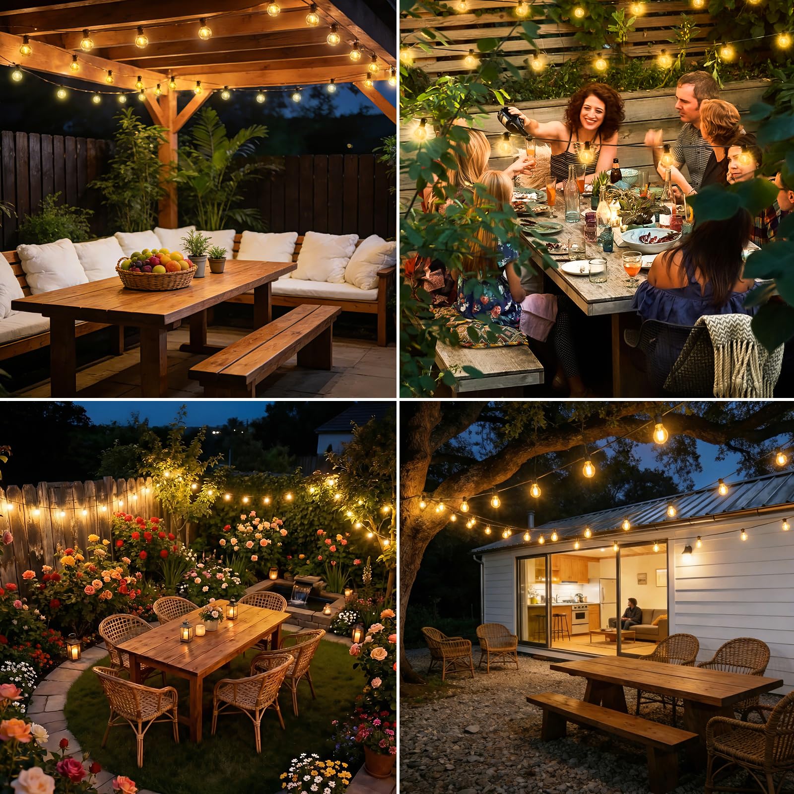 btfarm Guirnaldas Luces Exterior Solar Mando a Distancia, 5 M 10+1 G40 Bombillas Solares LED Exterior Jardin, Impermeable 8 Modos Guirnalda Solares para Jardín Patio Café Fiesta Terraza-Blanco Cálido