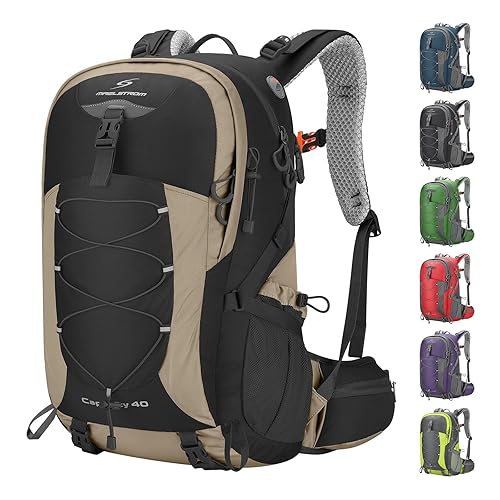 Mochila de senderismo Maelstrom, mochila de acampada, mochila impermeable de 40 litros para senderismo con funda para lluvia, mochila de viaje ligera, color caqui