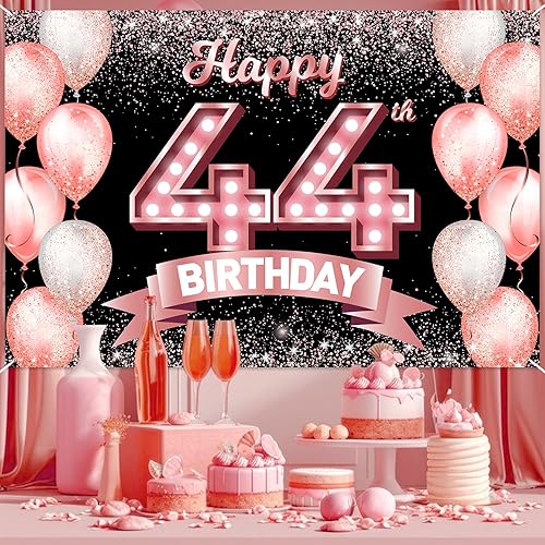 Miniatura 10 de Cartel de feliz cumpleaños número 60 de oro rosa con texto en inglés "Cheers to 60 años" de confeti globos temáticos decoraciones para mujeres de 60