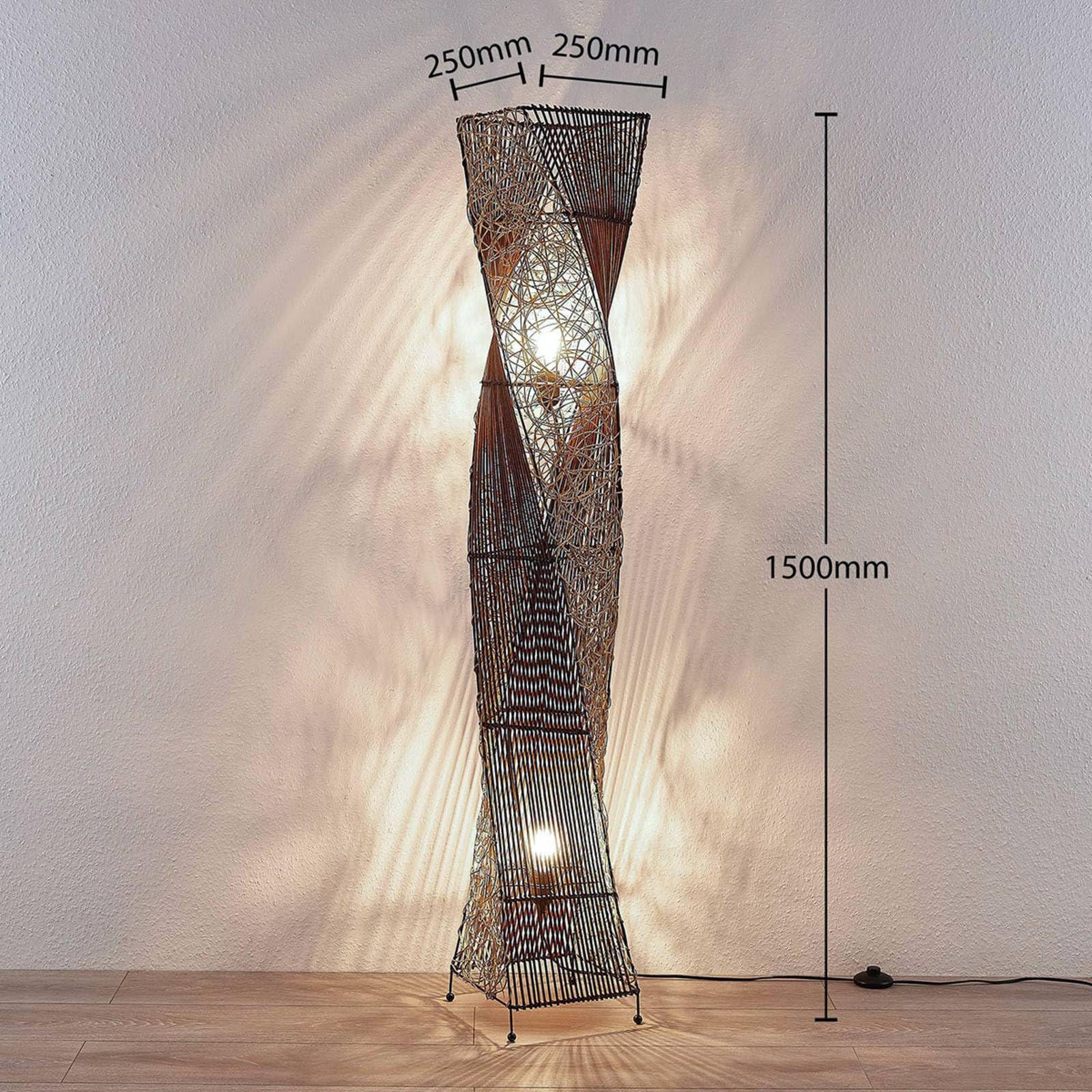 Lindby Lampada da terra colore Ocra ad es. Soggiorno & Sala pranzo lampada in legno