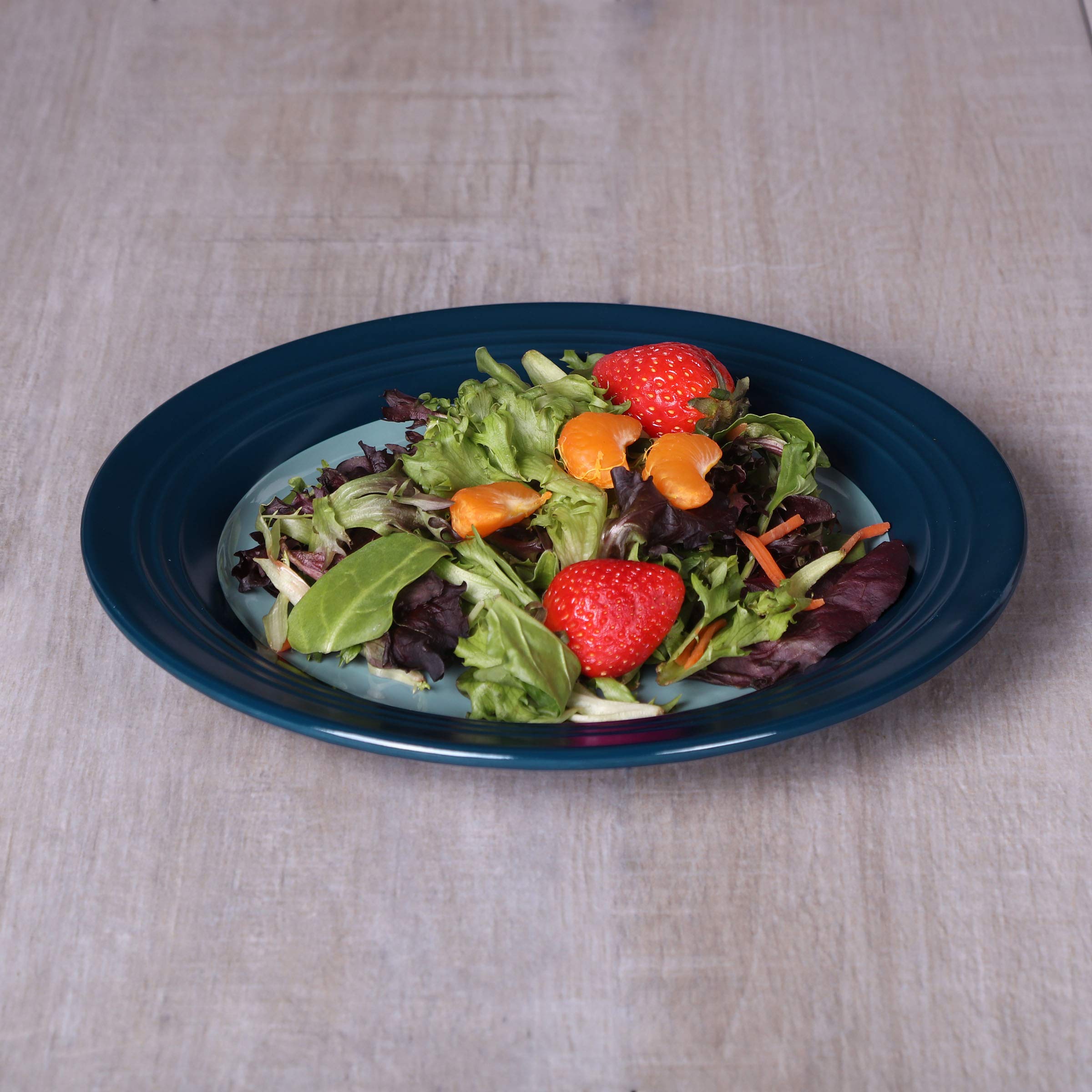 Round Two-Tone Plate by Elite Global Solutions – 9" dia., Melamine, Abyss Gloss Inside/Lapis Matte Outside, Pack of 6, Model D897GM-ABY/LAP