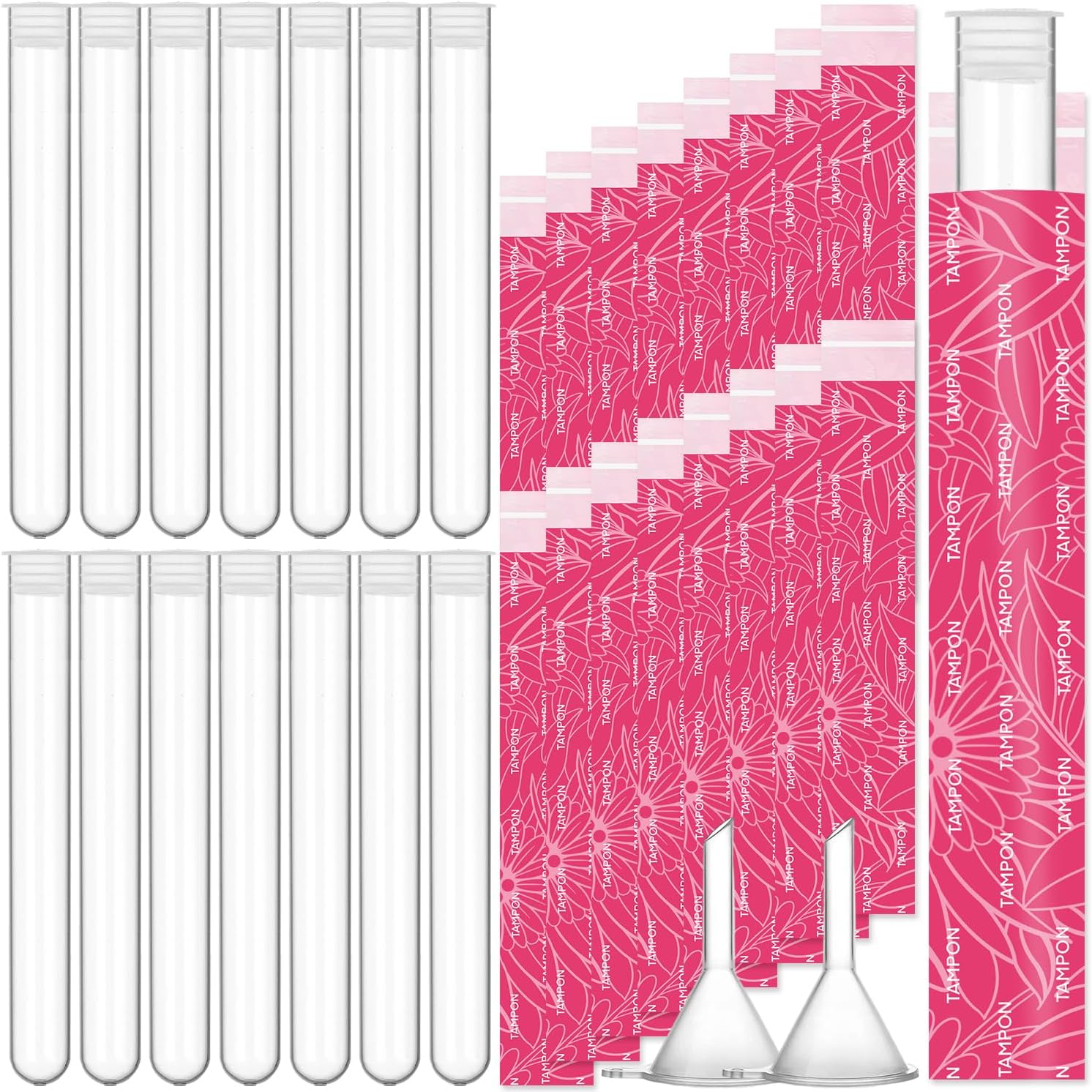 Tampon Flask Set,Includes 14 Pcs 1oz Reusable Plastic Tube Flasks for Women Flask Containers 16