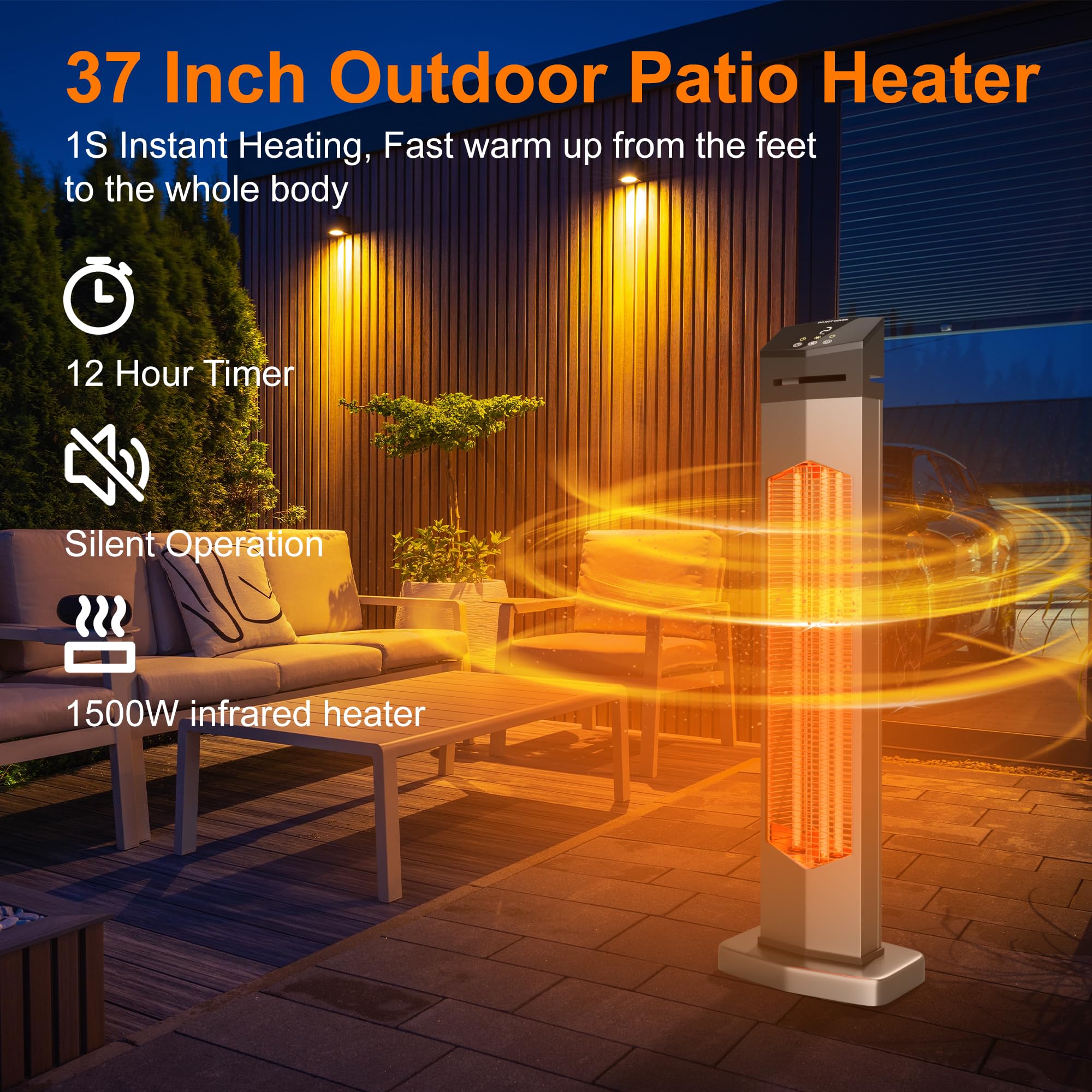 Outdoor Heater For Patio, 1500W Infrared Electric Heaters