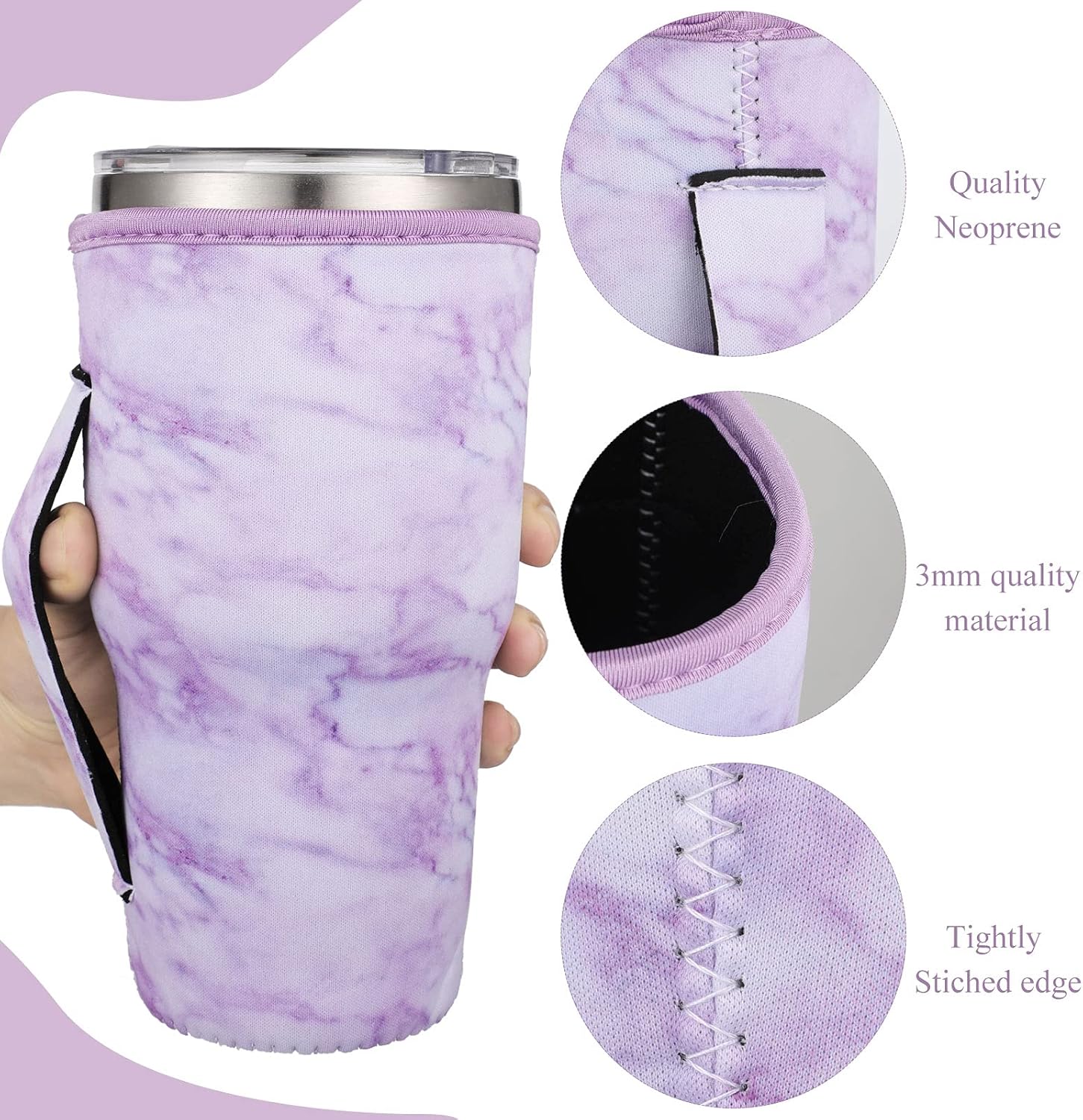 6 Pieces Reusable Coffee Sleeve Marble Neoprene Cup Insulator Cup Sleeve Cover Holder Insulator Sleeve Drinks Sleeve Holder for 30 oz Cold and Hot Beverages, Machine Washable, 6 Styles: Home & Kitchen