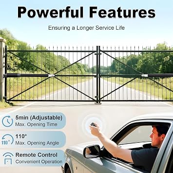 Automatic Dual Swing Gate Opener Kit, 300LBS Heavy Duty Dual Arm Swing Gate Opener Kit Electric,DC Motor for Wrought Iron Aluminum Doors