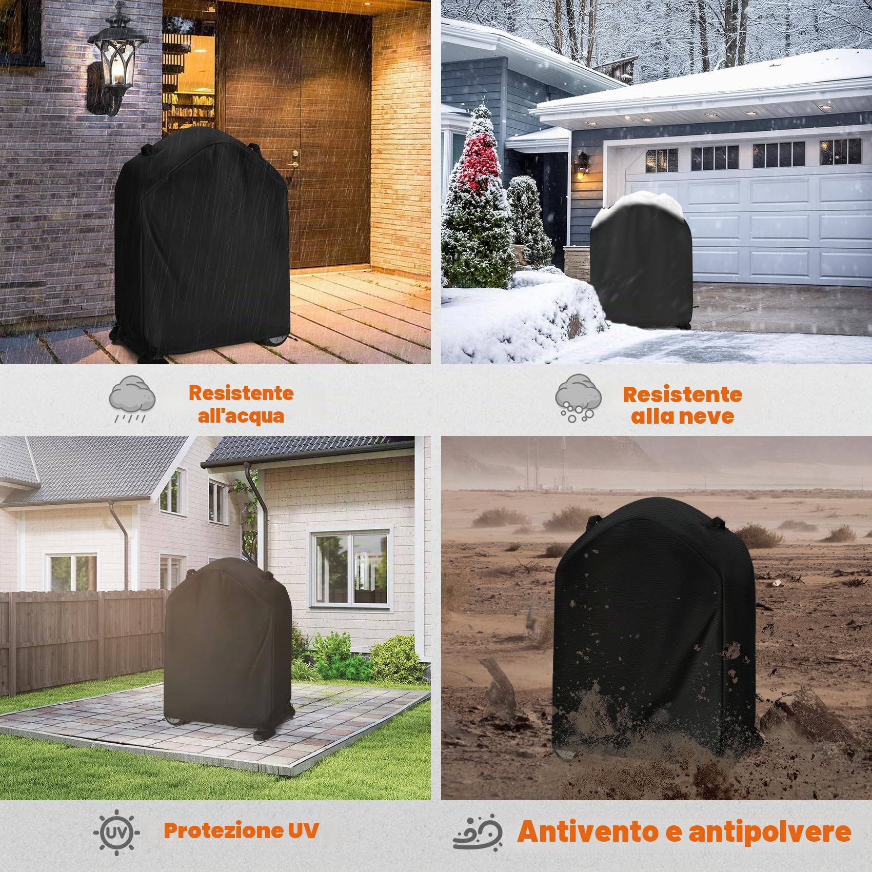 Onlyfire Copertura Barbecue, Telo Copri Barbecue per Barbecue a Gas Weber Serie Q 100/1000 e 200/2000 con Carrello Portatile, Impermeabile, Resistente, 600D Oxford, 89cm x 44.5cm x 82cm
