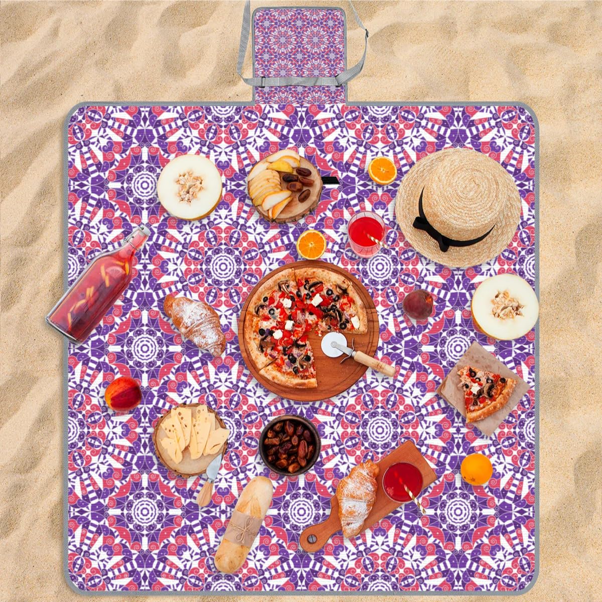 Mantas de picnic de 150 x 145 cm, manta de playa plegable para exteriores, impermeable, para playa, camping, senderismo, picnic