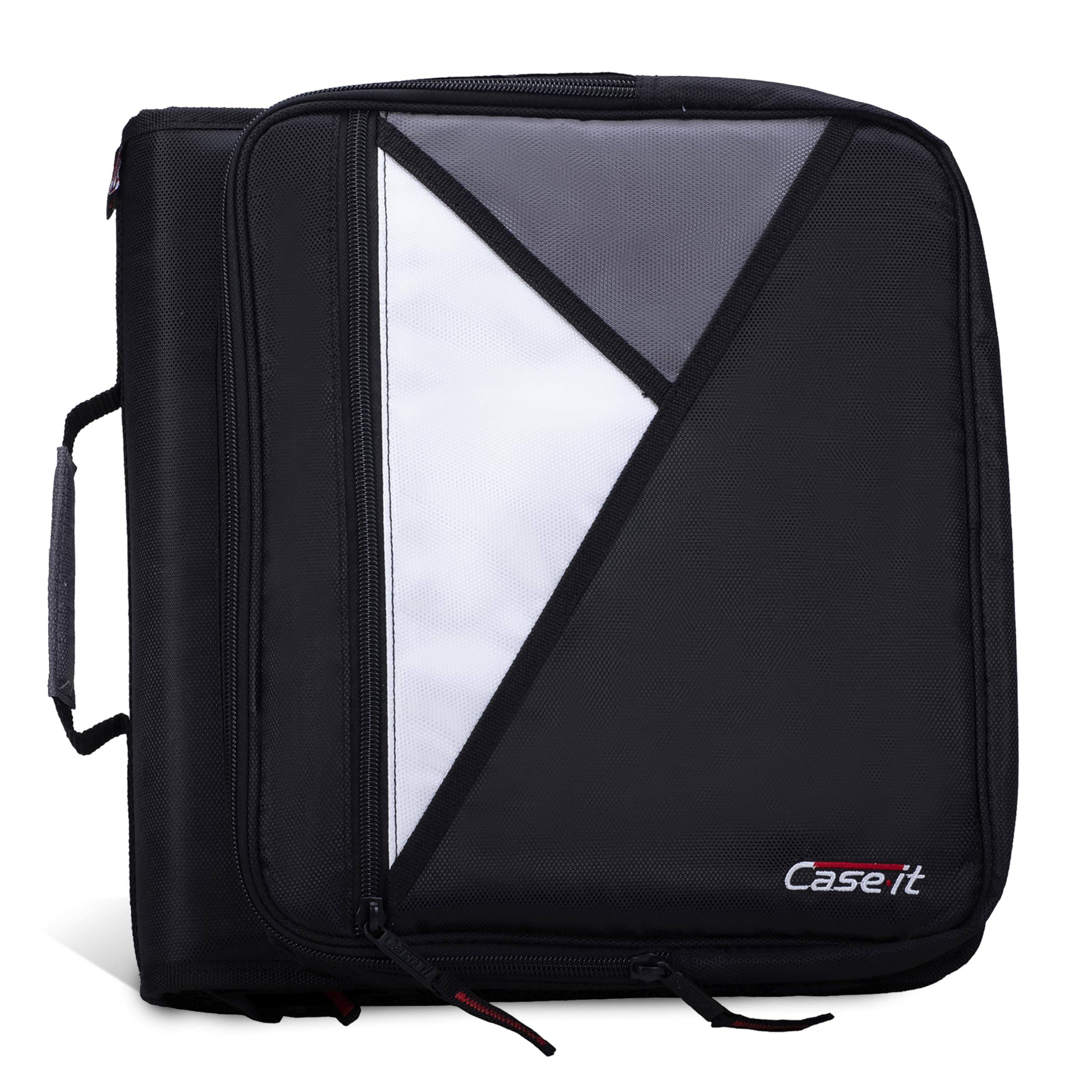 Case-it Universal Zipper Binder | 2-Inch O-Rings, 13-Inch Laptop/Tablet Padded Pocket, 400 Sheet Capacity, Multiple Storage Pockets & Shoulder Strap | School & Office Organizer | LT-007 Jet Black