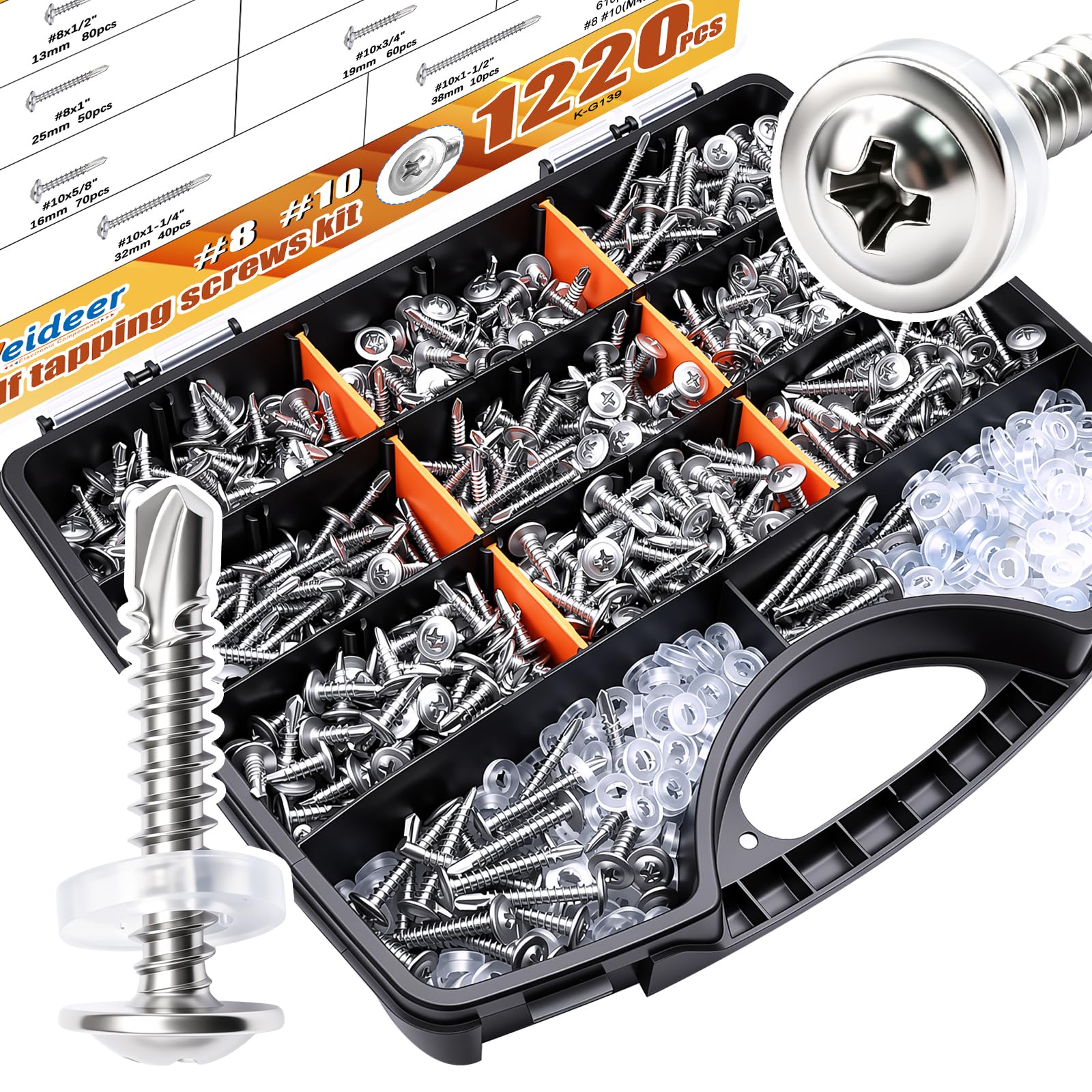 Self-Tapping Stainless Steel Screws - 250 Pack -17