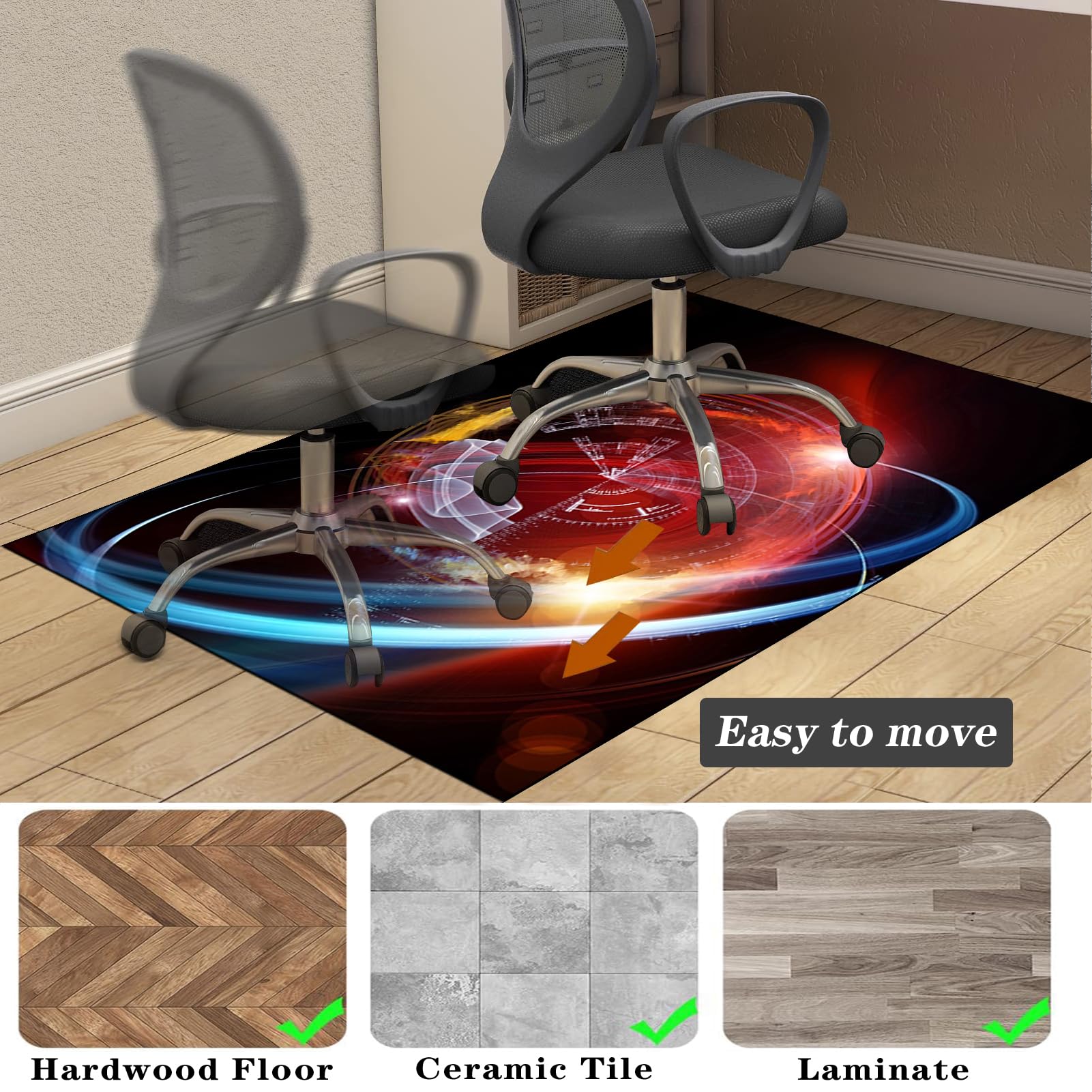 Dywan Krzesło Gaming Ochraniacz Podłogi Na Wózkach Inwalidzkich Biuro Biurko Gamer Mata 90 x 140 cm Mata ochronna Podłogi Biuro Mata podłogowa na Twarde podłogi, Laminat