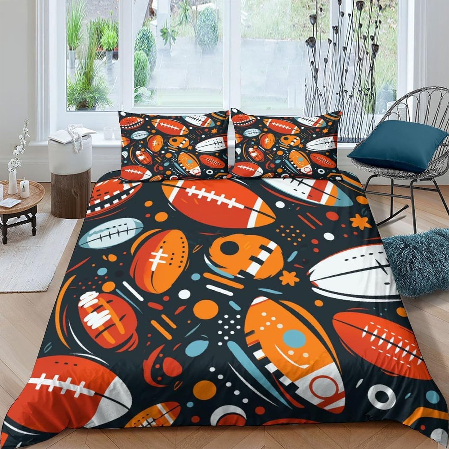 Parure de lit 240x220 cm pour éviter la couette qui glisse motif sport US ado et adulte