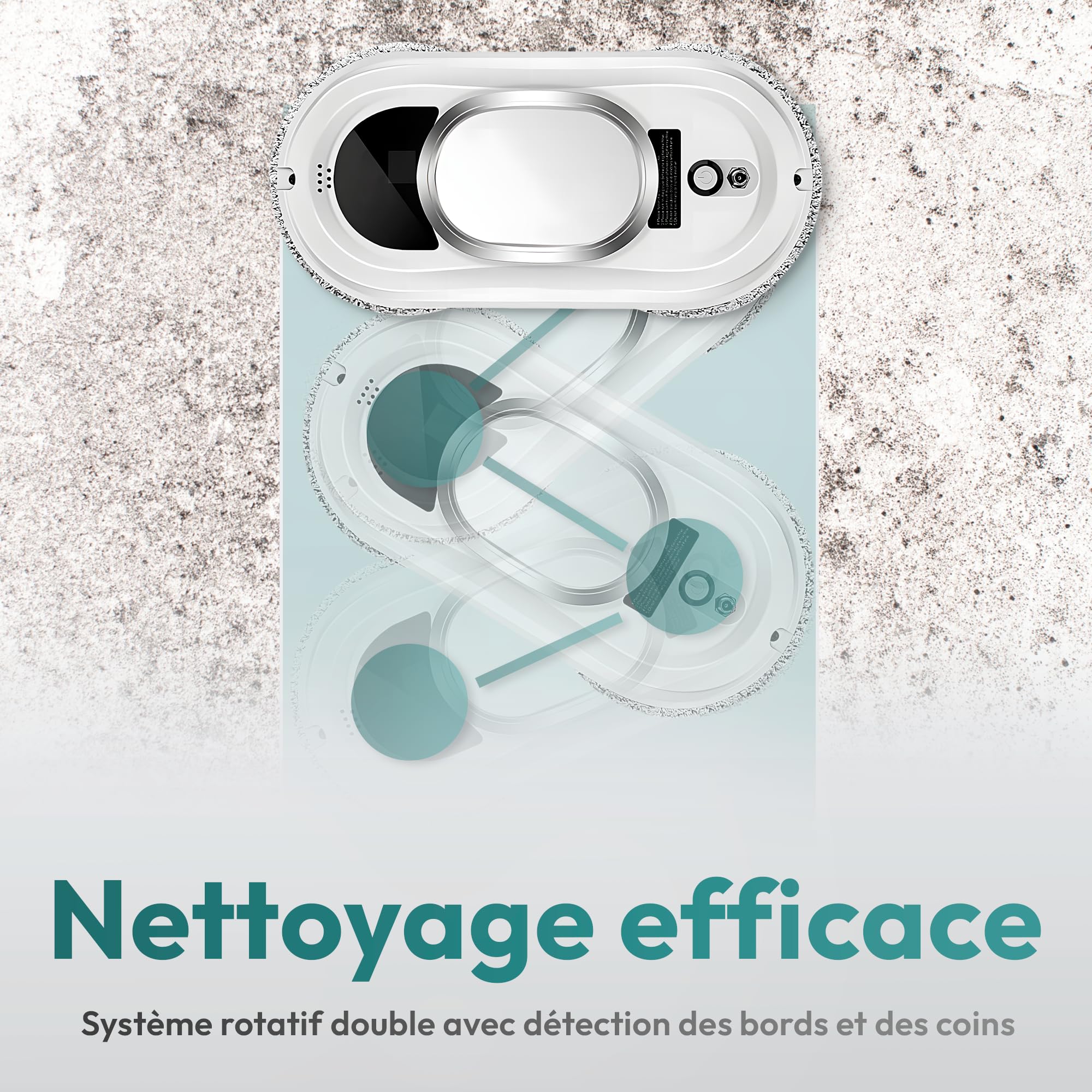 JUPPLIES Robot Laveur de Vitres Électrique 90W avec Aspiration 5600Pa – Nettoyeur Automatique pour Fenêtres, Miroirs et Carrelage – Télécommande et Sécurité Antichute