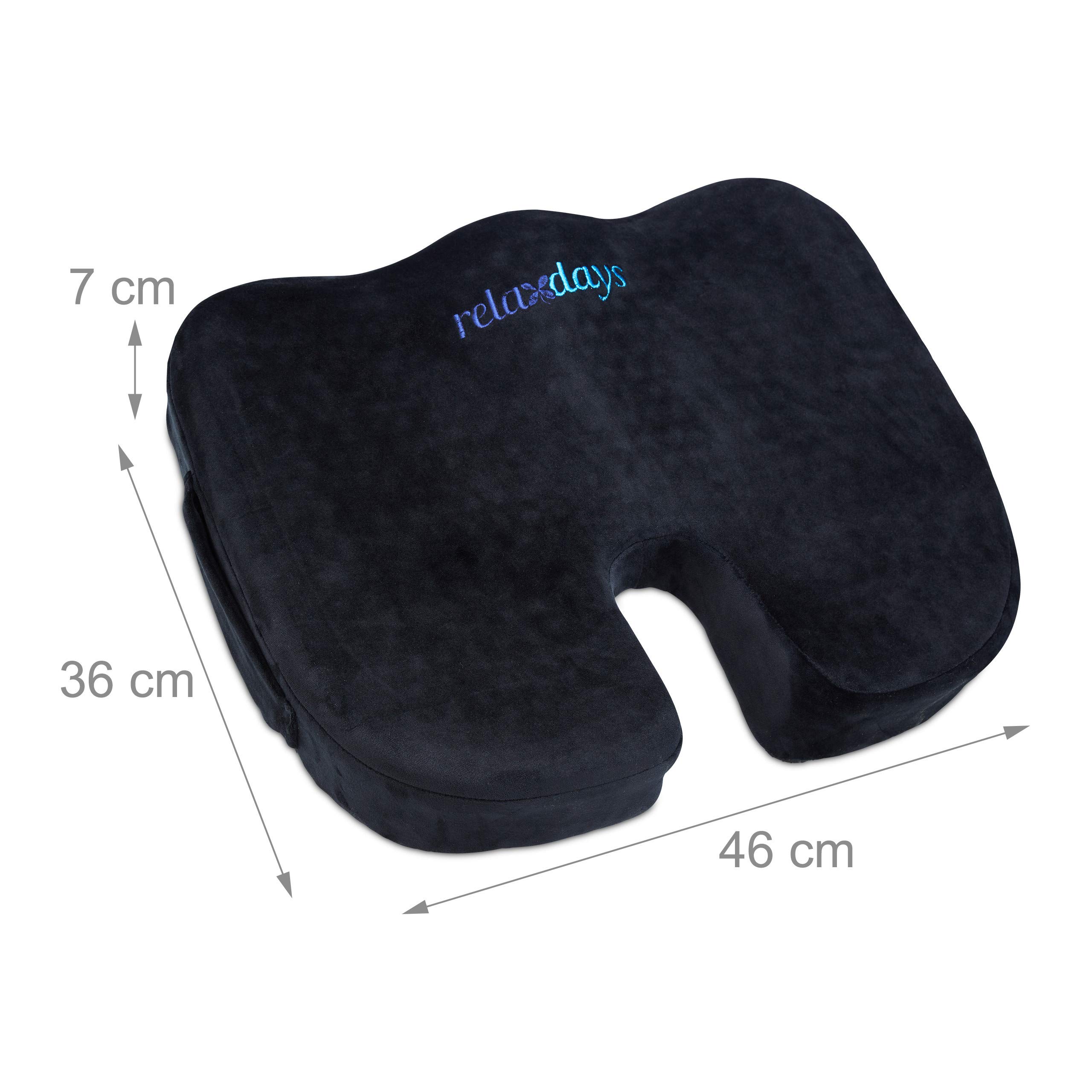 relaxdays Cuscino per Sedia Ergonomico, Memory Foam con Gel, Supporto per Coccige in Auto, Ufficio, Ciambella, Nero
