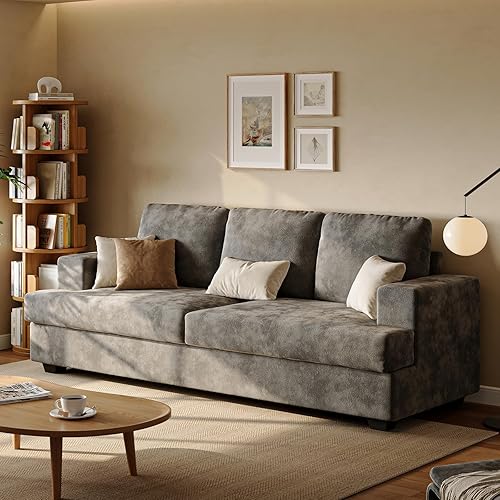 89" 3 Seater Couches for Living Room Sofas Comfy Sectional Couch with 24" Deep Seat Loveseat Sofa for Small Apartment, Grey