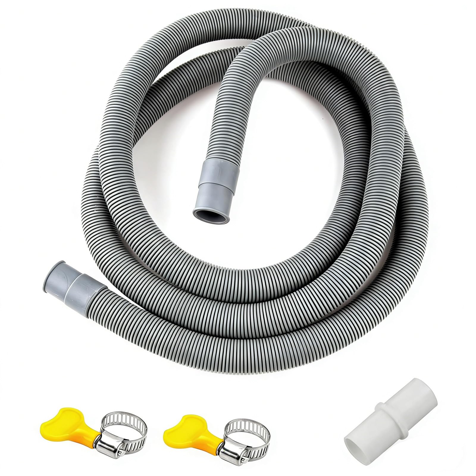 Ablaufschlauch Verlängerung, 0.5/1/1.5/2/2.5/3/4/5/6/7M, Abwasserschlauch Spülmaschine, Ablaufschlauch Schlauch Universal, inkl Schlauchverbinder und Schlauchschellen, für Waschmaschine Geschirrspüler