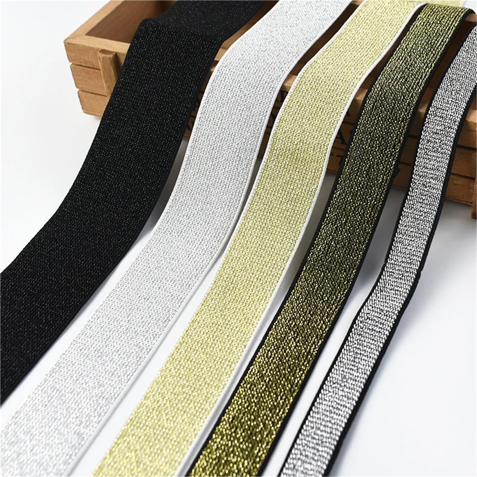 Cucire Gli Elastici 5/10M 10-50mm Fascia Elastica Glitterata for Cucire Elastici for Indumenti, Pantaloni, Cinture, Nastri, Accessori Fai da Te(WhiteSilver,10Meters,30mm)