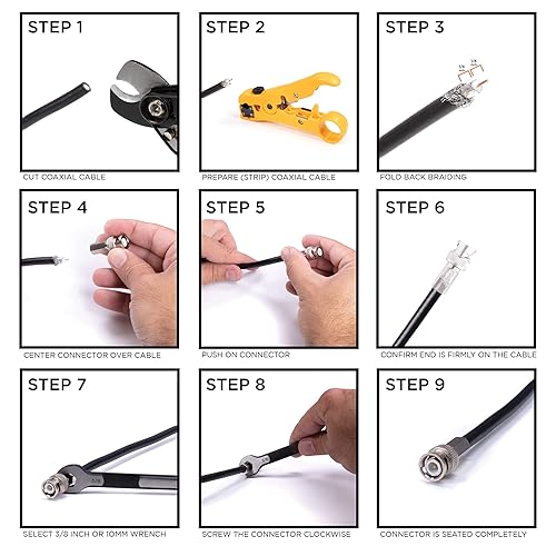 Miniatura 10 de THE CIMPLE CO RG6 - Conector de cable coaxial, atornillado (giro) - SDI, HD-SDI, CCTV, seguridad, tarjeta de video, cámara, sin soldadura - RG6 -