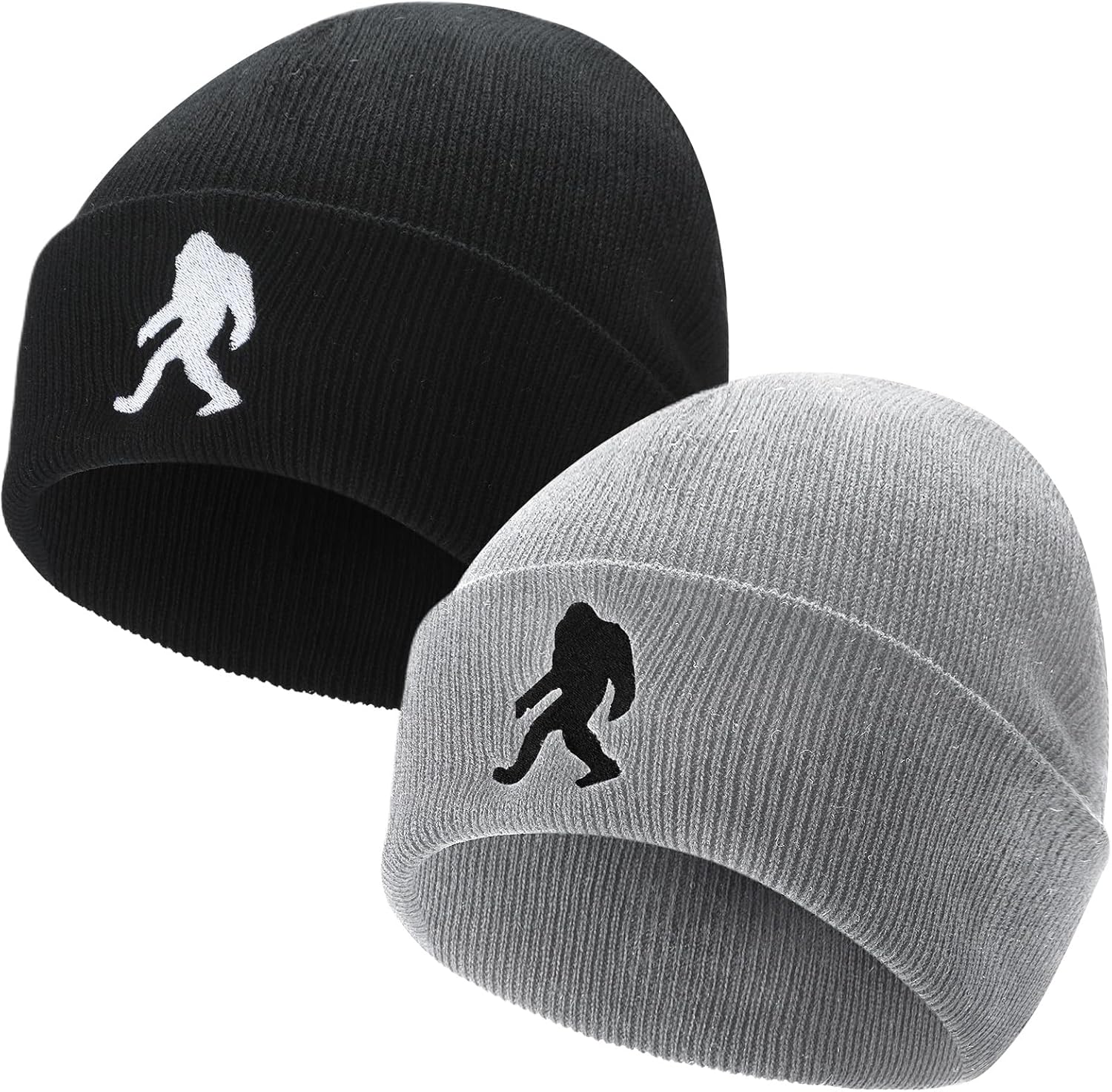 2 Pcs Beanie for Men Knit Hat Winter Warm Cuffed Skull Cap Winter New Year Gifts for Dad Husband