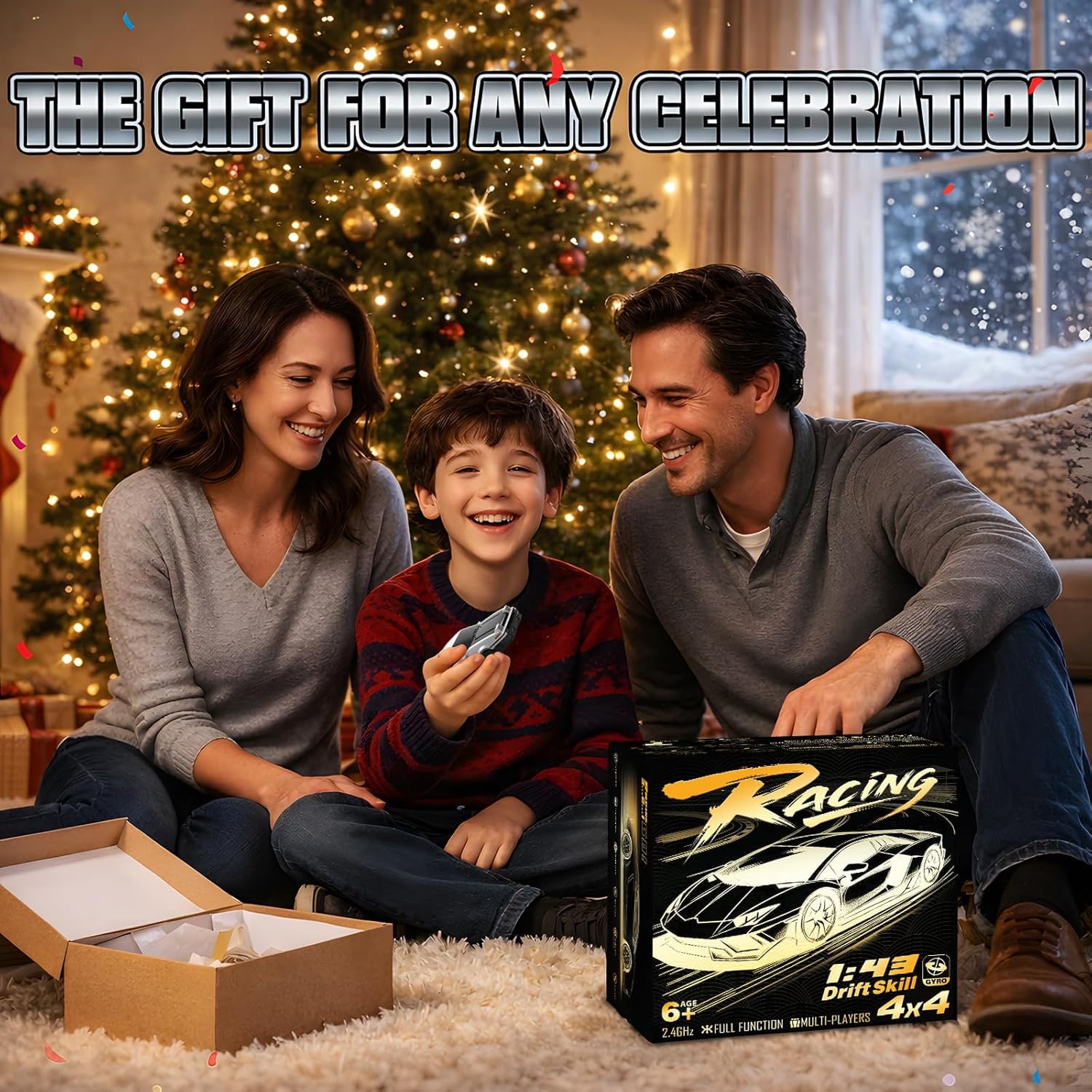 RC Drift Car, 1/43 Mini RC Drift Car with Gyro, 2.4GHz Full Proportional Control, 20KM/H 4WD High Speed Remote Control Alloy, LED Lights & Drift Tires, Toys Gift for Adults, Boys and Girls