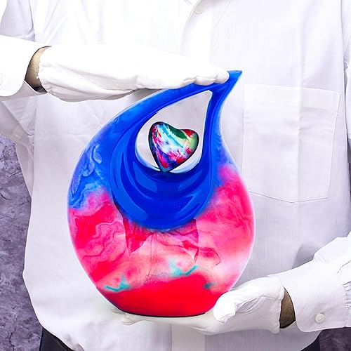 Miniatura 106 de Urna de corazón de lágrima dorada blanca para cenizas humanas Urnas de cremación para cenizas adultas Urna de ceniza funeraria para hombres