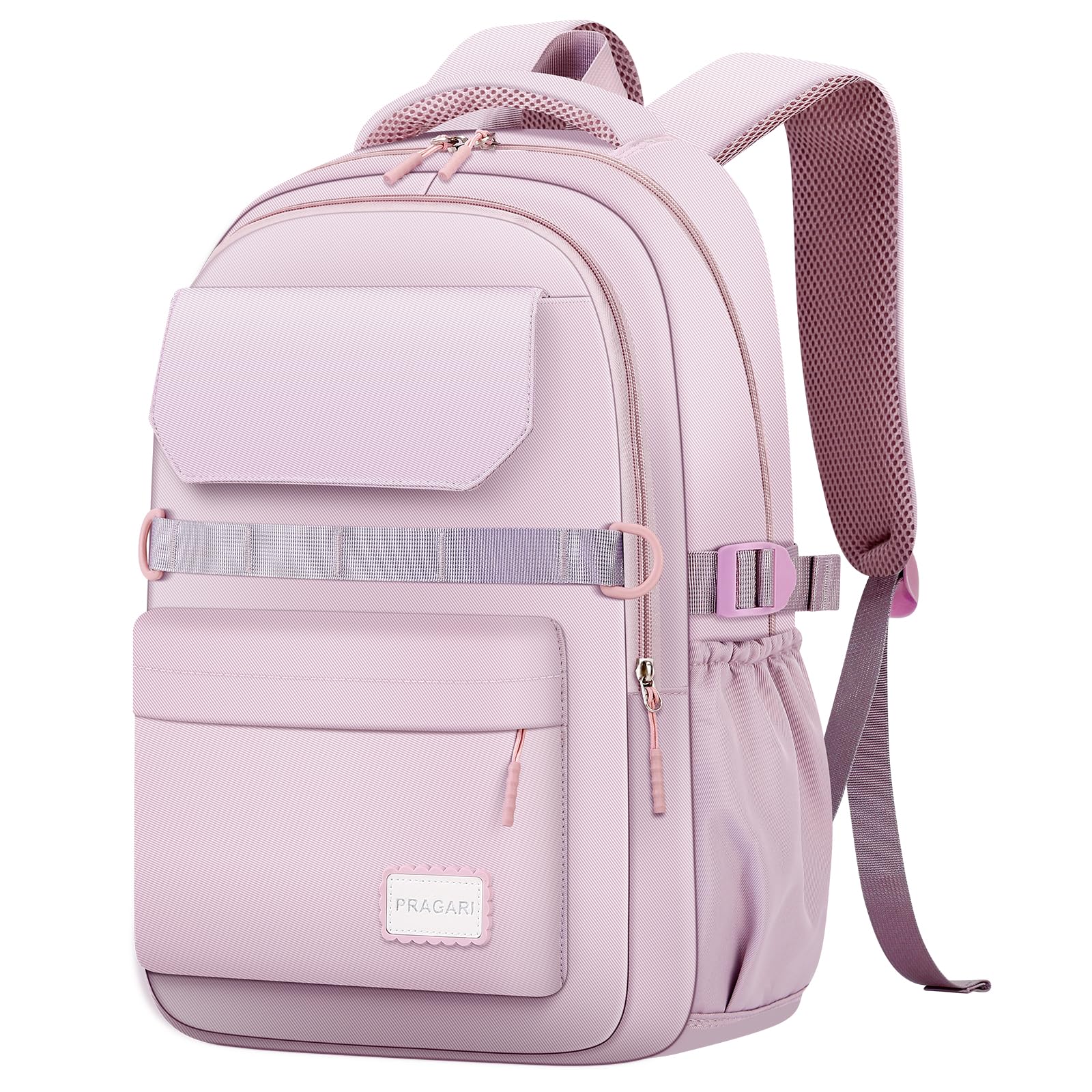 PRAGARI Kids School Backpack for Teens Girls Aesthetic Purple Backpack Lightweight College Laptop Casual Travel Bookbag