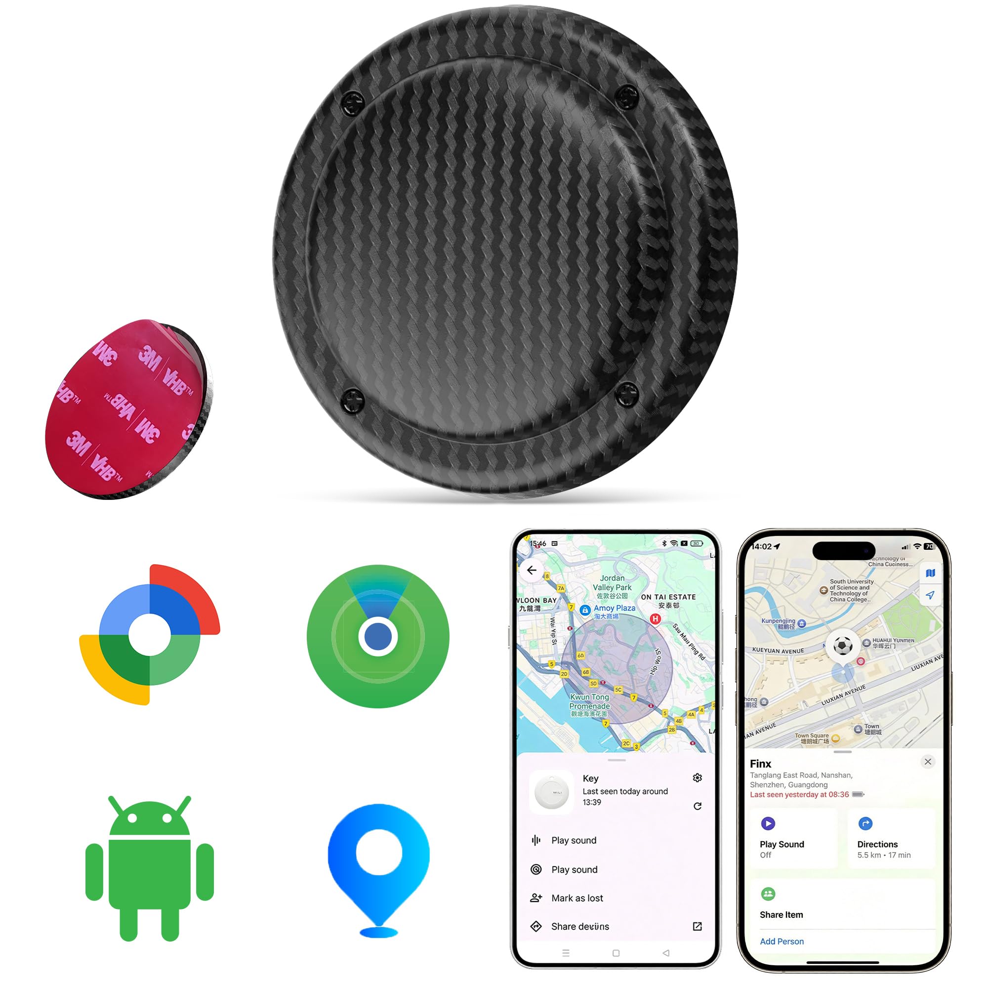 MiLi 3M Tag de Suivi adhésif, Dispositif de localisation Bluetooth à Coller, Compatible avec l’app Localiser d’Apple et Google Localiser App, Traceur pour Skis, vélo, Trottinette, Skateboard