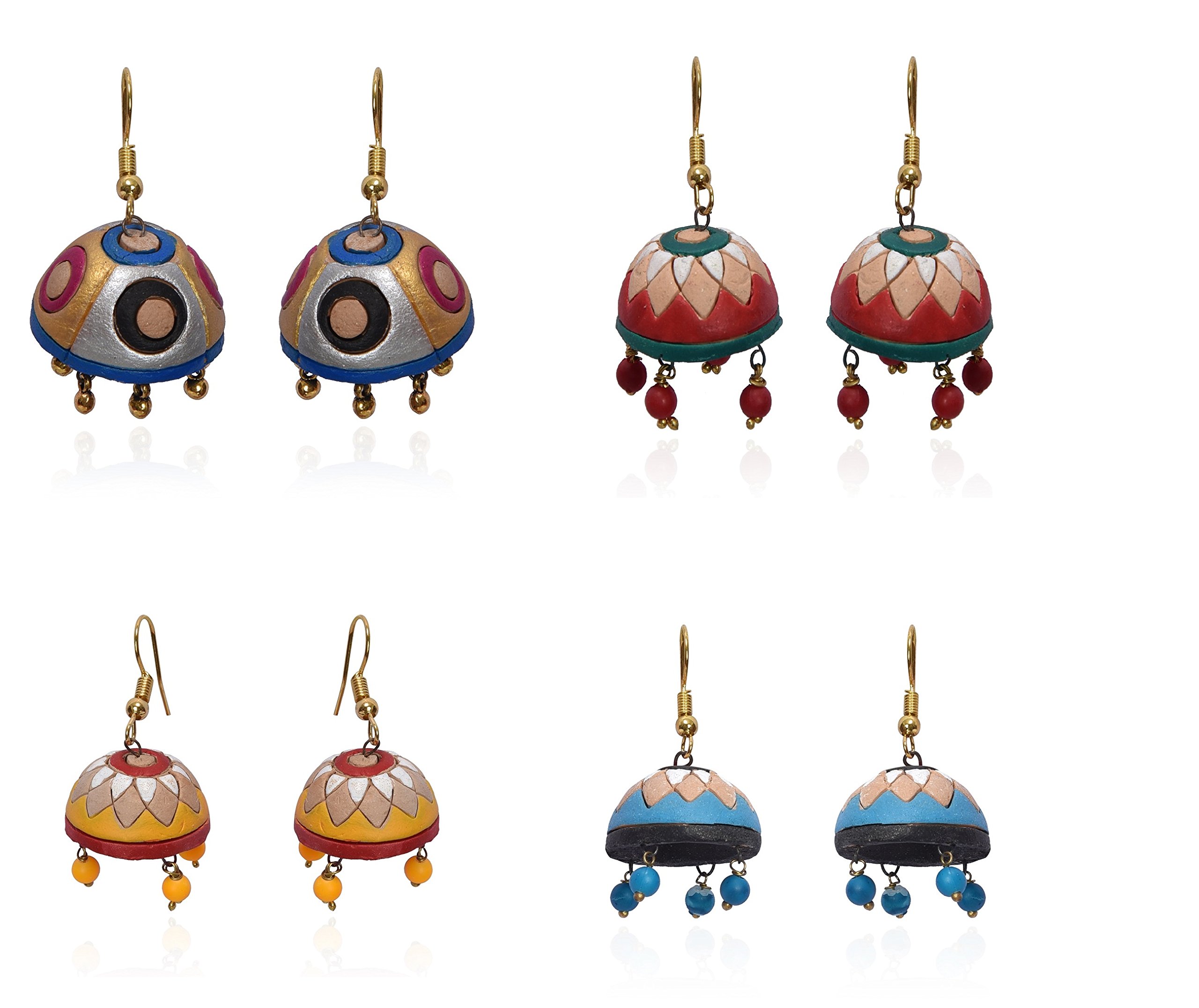 RAI COLLECTION Terracotta Jewel Jhumka Sets of Four for Women (B07CK8M4T2) Amazon Price History, Amazon Price Tracker