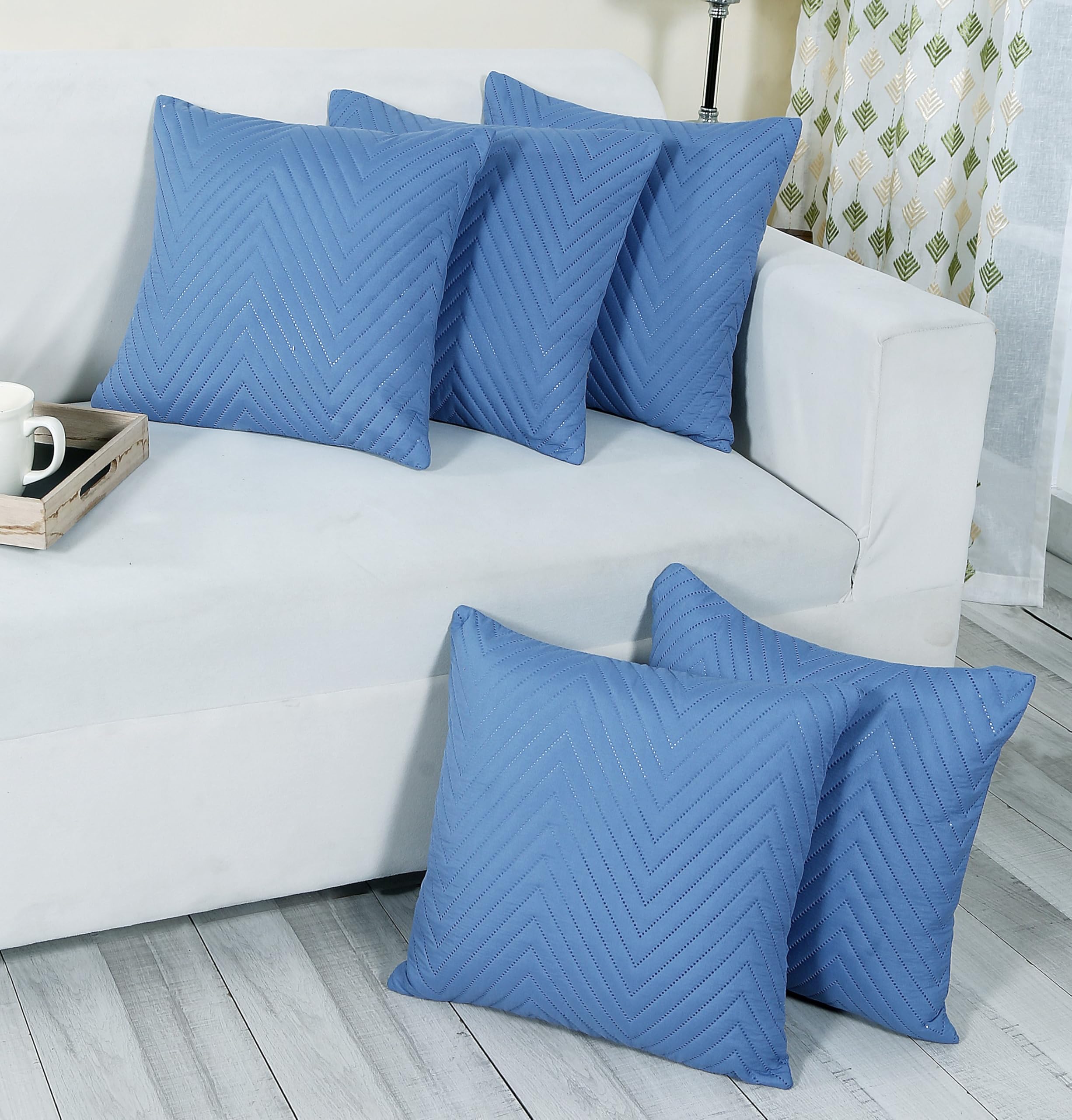 RD TREND UltraSonic Microfiber Cushion Covers, 45 x 45 cm/18 x 18 inches, Set of 5, 250 TC,Back Zipper (Navy Blue) (B0DBVM1W6K) Amazon Price History, Amazon Price Tracker