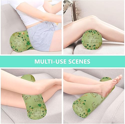 Miniatura 7 de St.Patrick with Sparkling Green Leaves Clover Coins Bolster Pillows for Bed Neck Roll Pillow Support Round Pillow Foam for Round Pillow Cases with