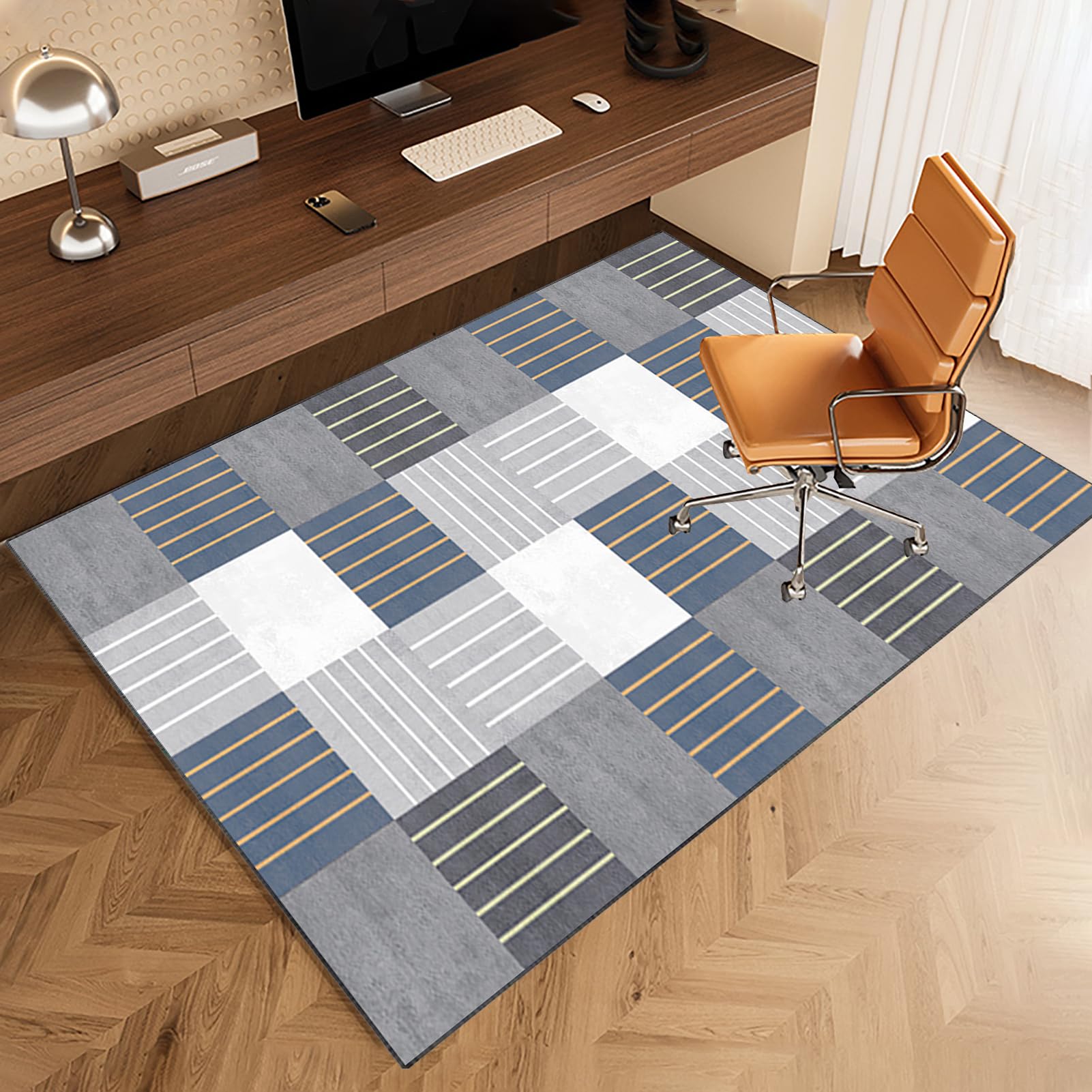 Tapis De Chaise Bureau 100x120cm - Tissu Antidérapant Protection Sol Carrelage, Parquet - Café