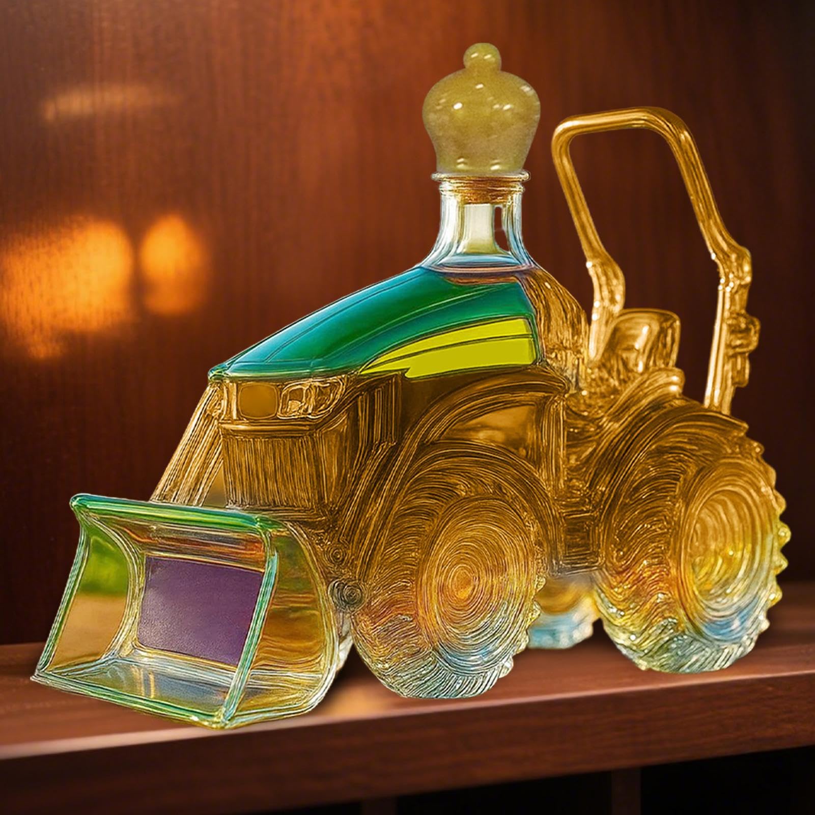 Carafe à Whisky En Forme De Tracteur 300 Ml - Décanteur Décoratif Pour Brandy, Bourbon - Cadeau Original Fête, Noël