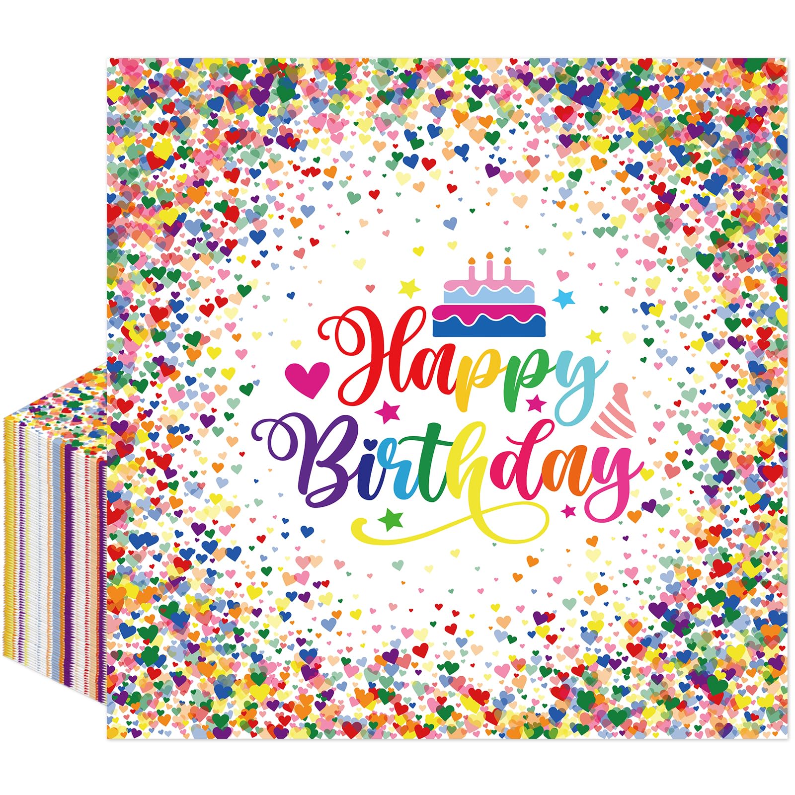 Afritee Happy Birthday Decorations Napkins, Colorful Candy Paper 50 Pcs