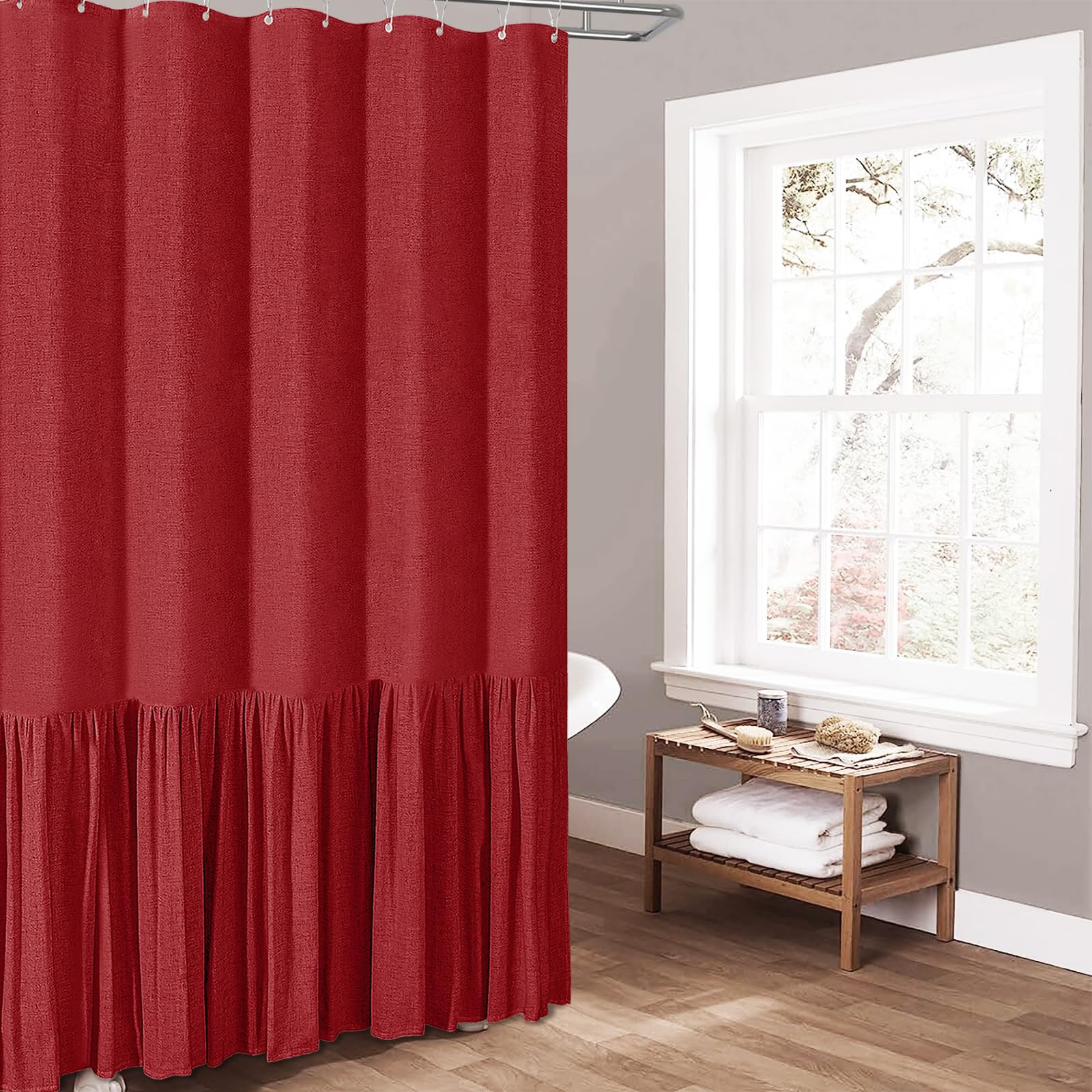 Snapklik.com : BTTN Extra Long Linen Shower Curtain - 72x96 Inch Long