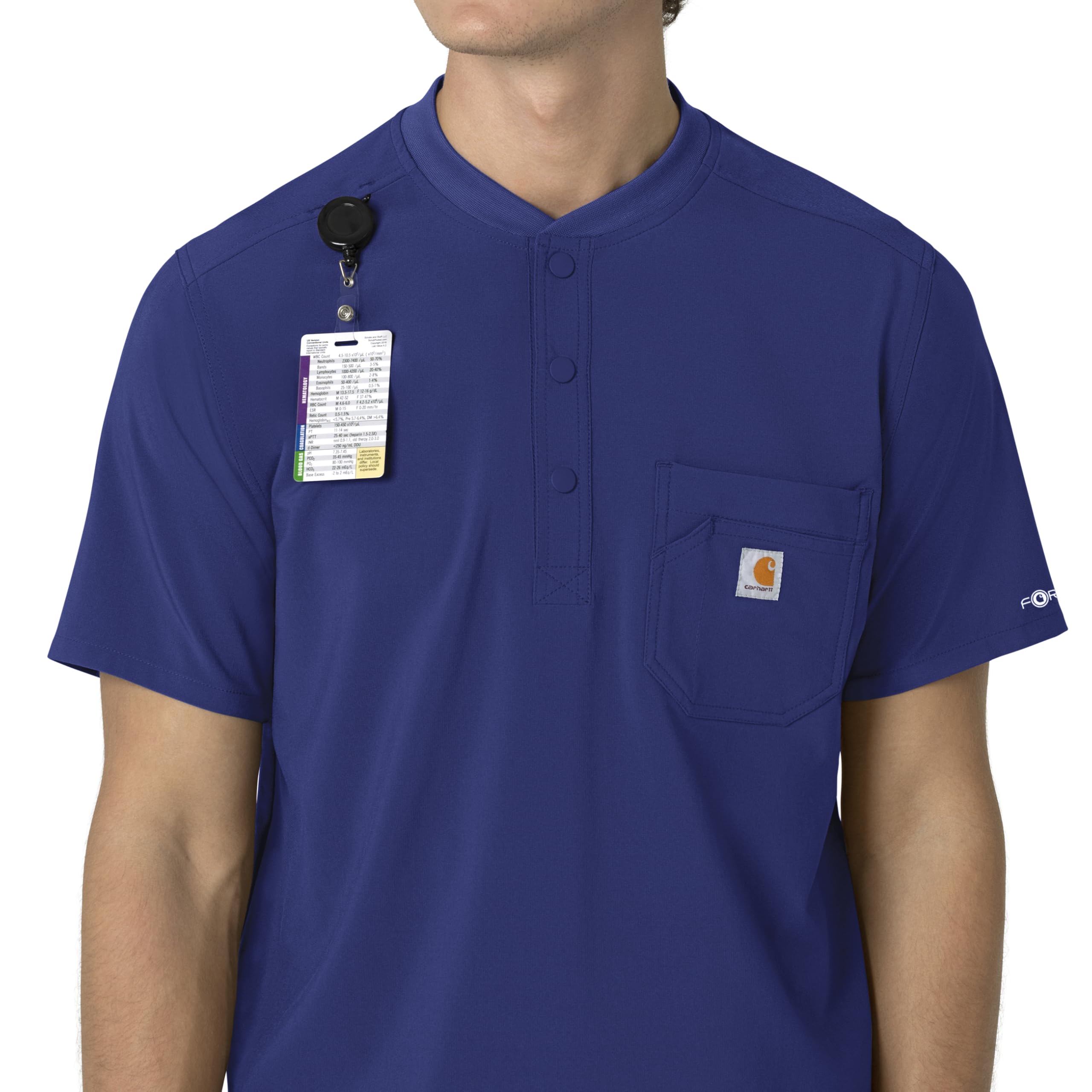 Carhartt Force Cross-Flex Scrubs dla mężczyzn, Henley Scrub Top - Galaxy Blue, 3X
