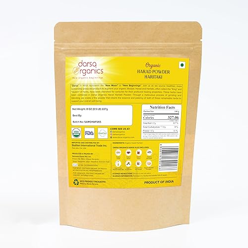 Miniatura 2 de Darsa Organics Haritaki Polvo de 8 onzas – Chebula terminalia orgánica USDA, polvo Harad para digestión, desintoxicación, bienestar y vitalidad,