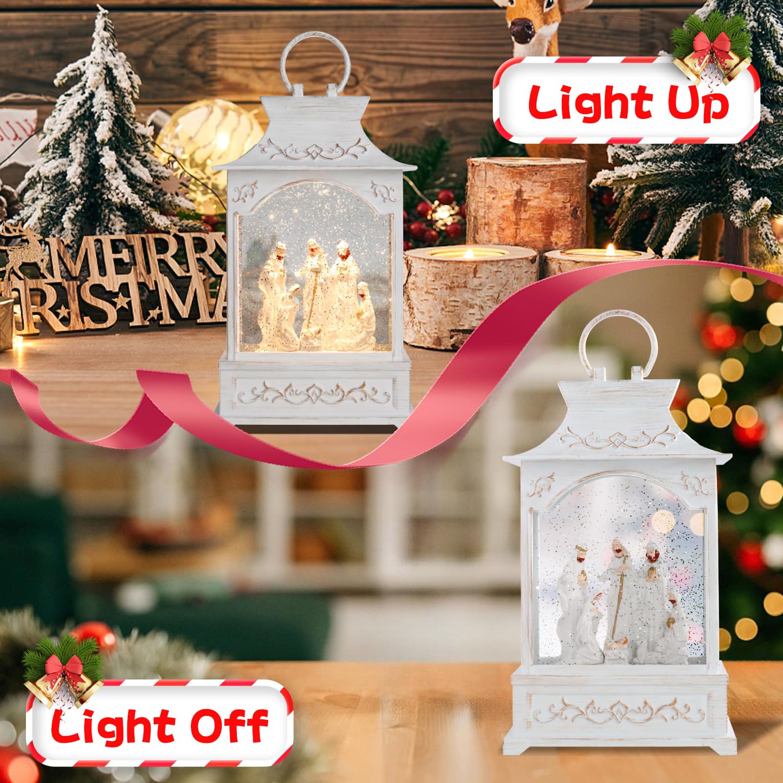 Snapklik.com : MUMTOP Christmas Lanterns-Lighted Christmas Snow Globes ...